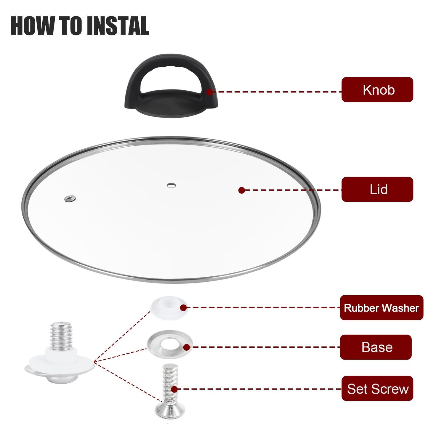 Tempered Glass Pan Lid, 8" Pot Lid with Heat Resistant Handle, Pan Cover for Frying Pan, Skillet, Cast Iron, Wok, Universal Cookware