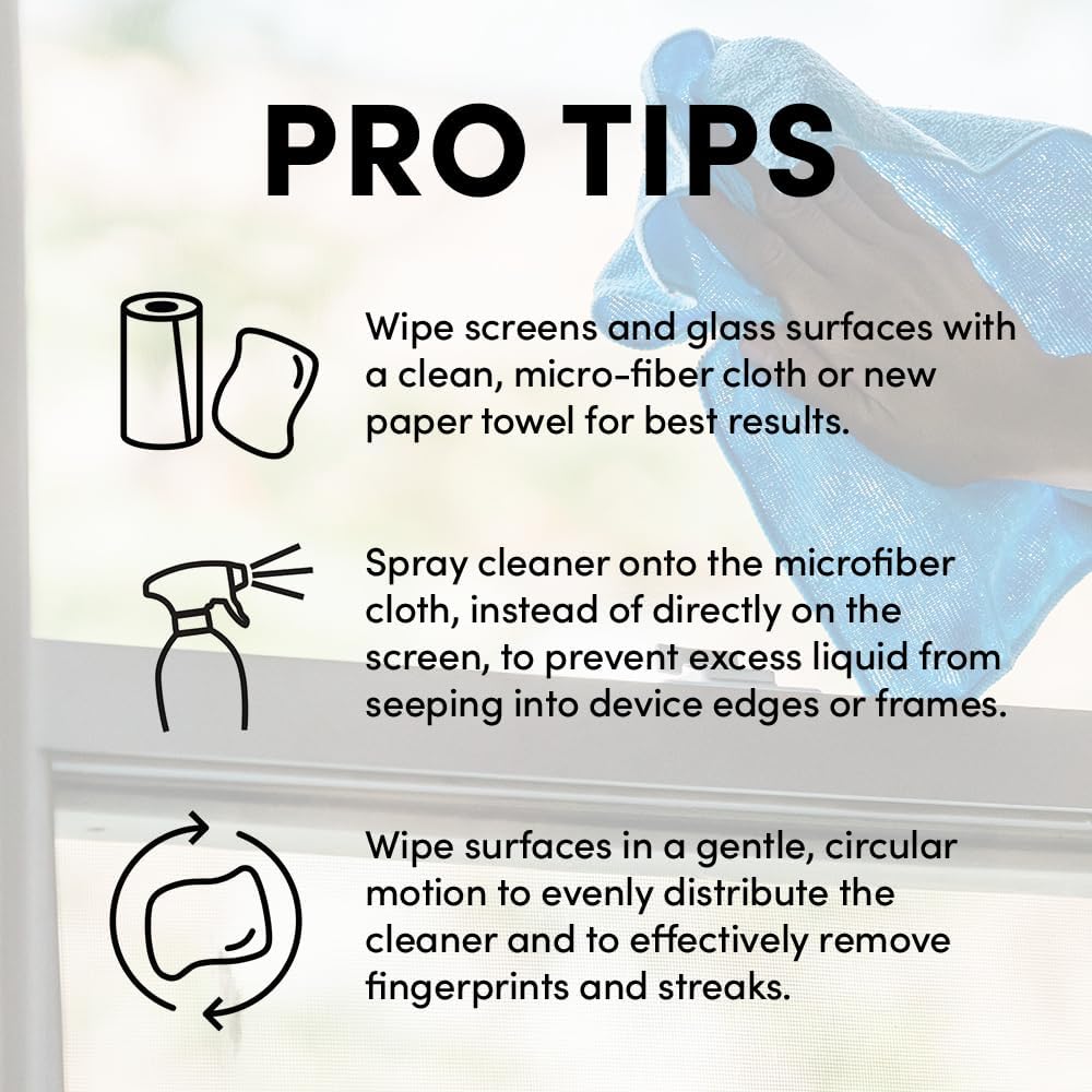 128 oz (Pack 1) Clean Revolution Pro Digital Screen and Glass Cleaner, Spray and Wipe TV Screens, Computers, Mirrors