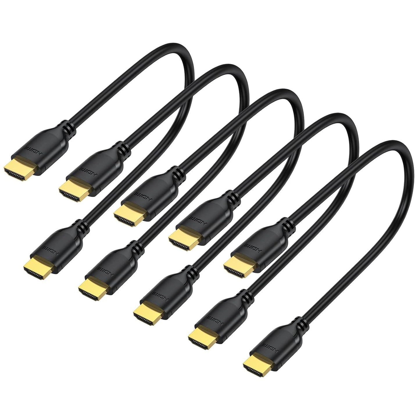 1 5-Pack, 4K 1FT 2.0 4K@60Hz, 2K, 1080P, 2.2, 3D, Short HDMI Cable Foot HDMI to HDMI Cable High Speed HDMI Cord