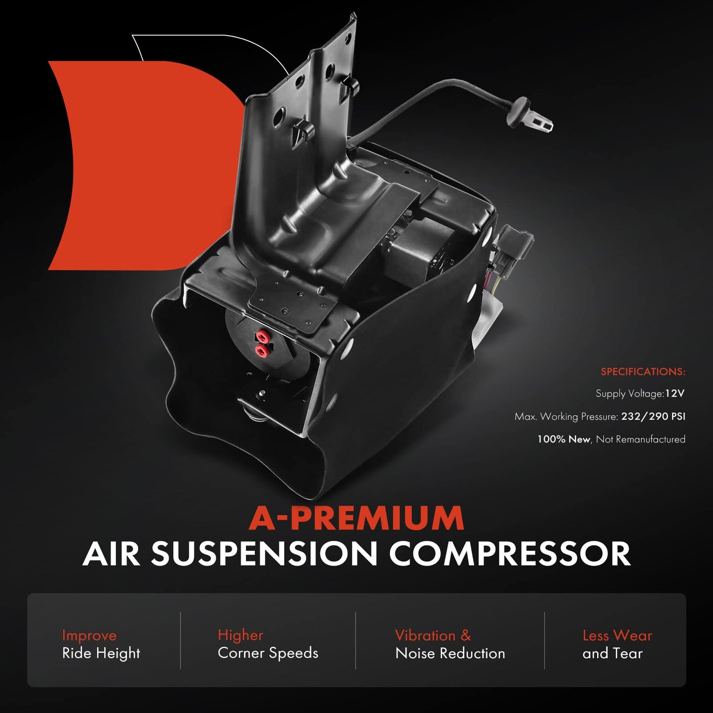 A-Premium Air Suspension Compressor with Bracket Compatible with Infiniti QX56 2004-2013, QX80 2014-2018 & Nissan Armada 2005-2019, Replace# 534001LA4C, 534001LA4A