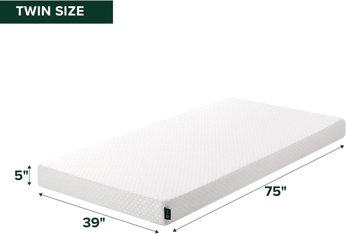 Zinus 5 Inch Twin Memory Foam Mattress - Cooling Essential Design, Medium Feel, Fiberglass Free, Safe Materials