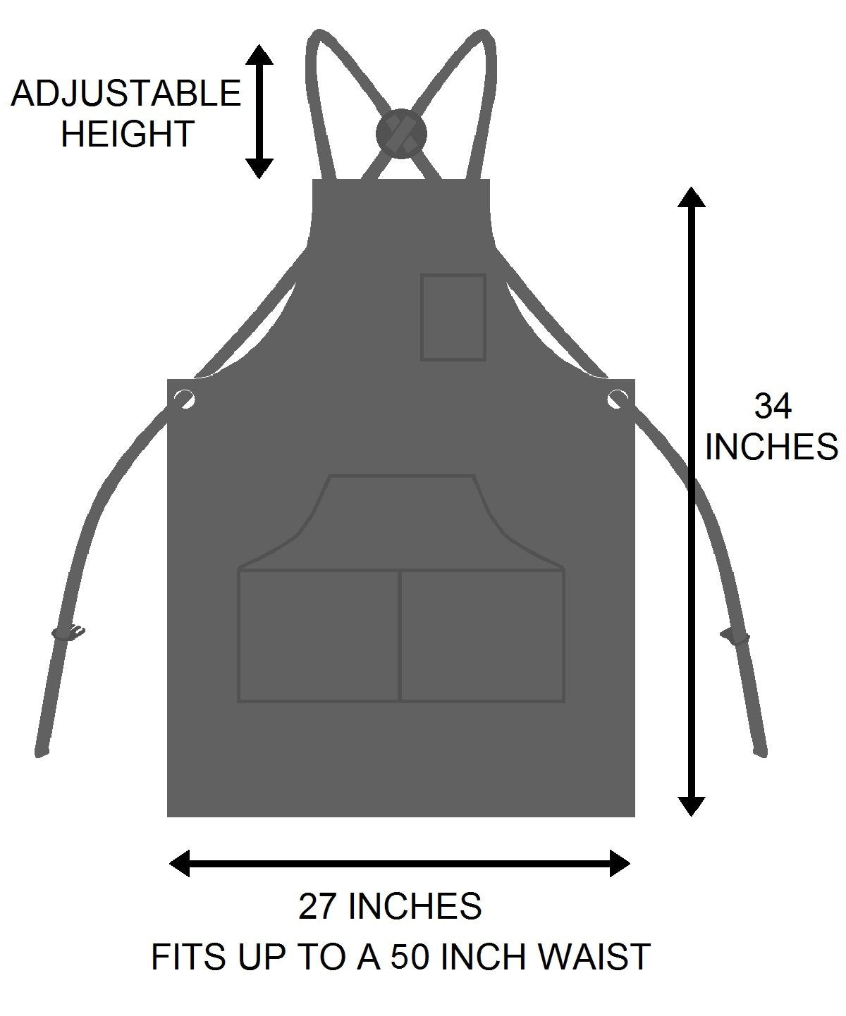 Hudson Durable Goods Professional Grade Chef Apron for Kitchen, BBQ, and Grill - 100% Cotton, Adjustable Crossback Apron for Men and Women with Large Pockets for Tools - Black