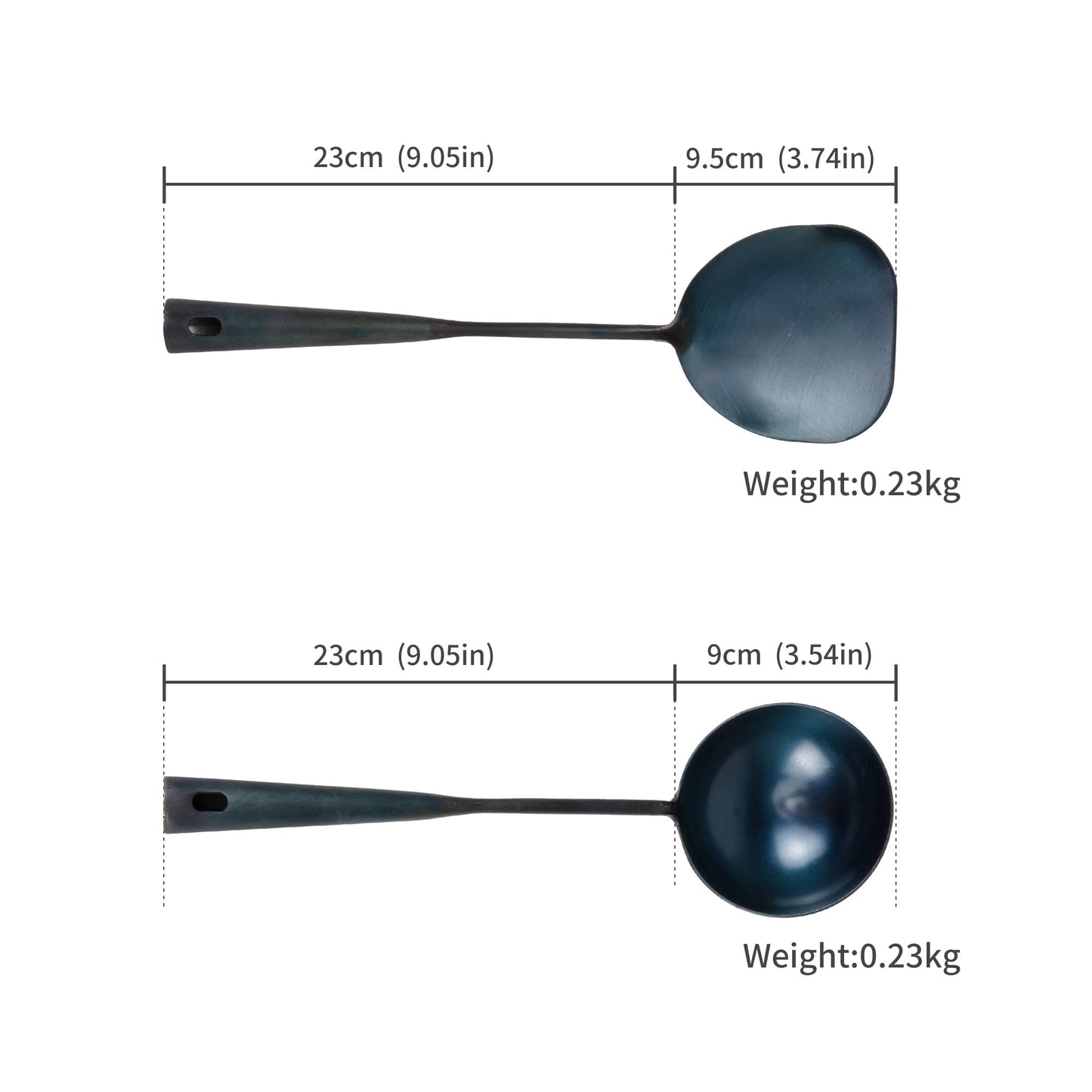 ZhenSanHuan Chinese Traditional HandMade Iron Ladle Wok Tool,Long wok utensils (Ladle, 32CM/12.6'')