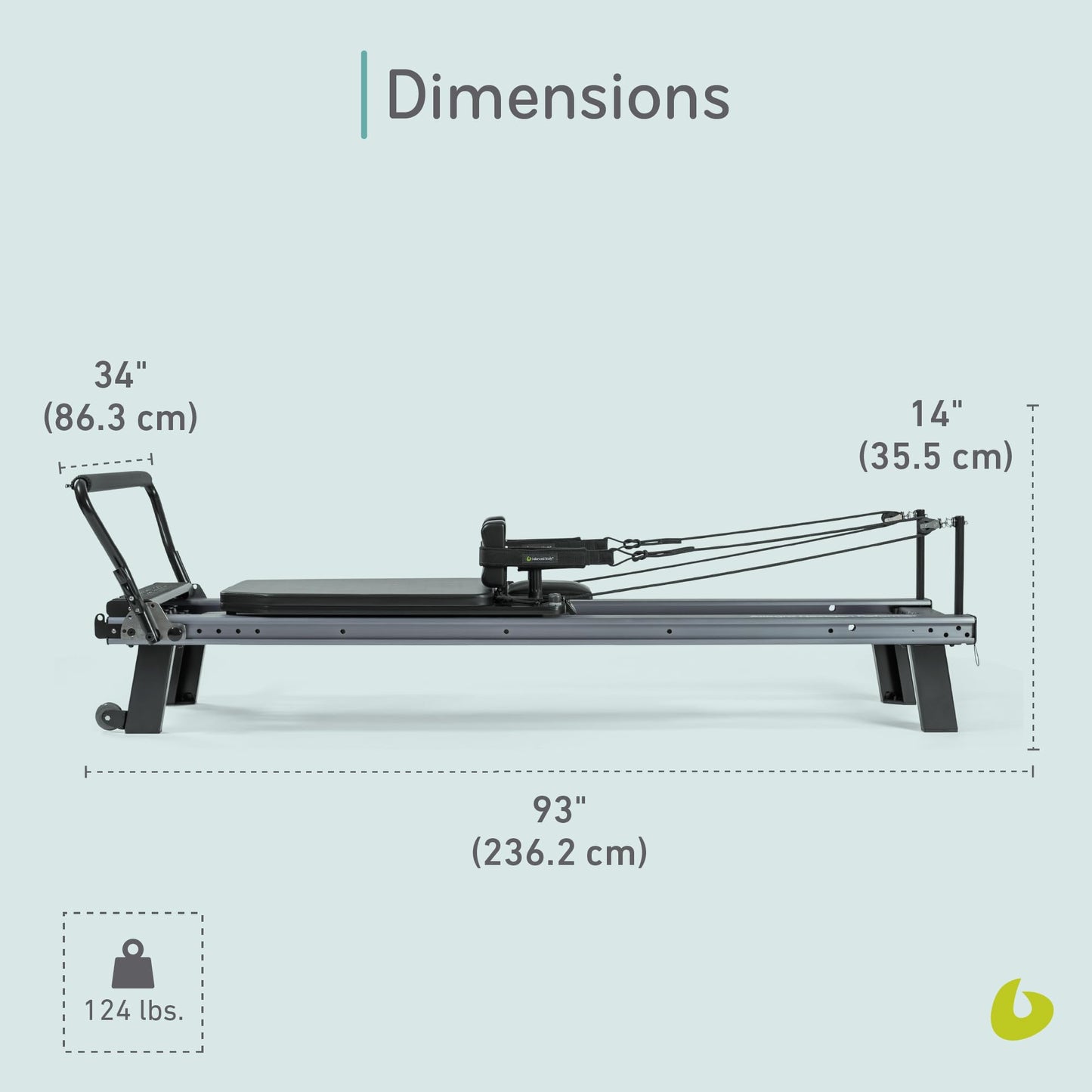 Balanced Body Allegro Nextgen Reformer with 14-Inch Legs, Pilates Equipment for Home and Studio Workouts