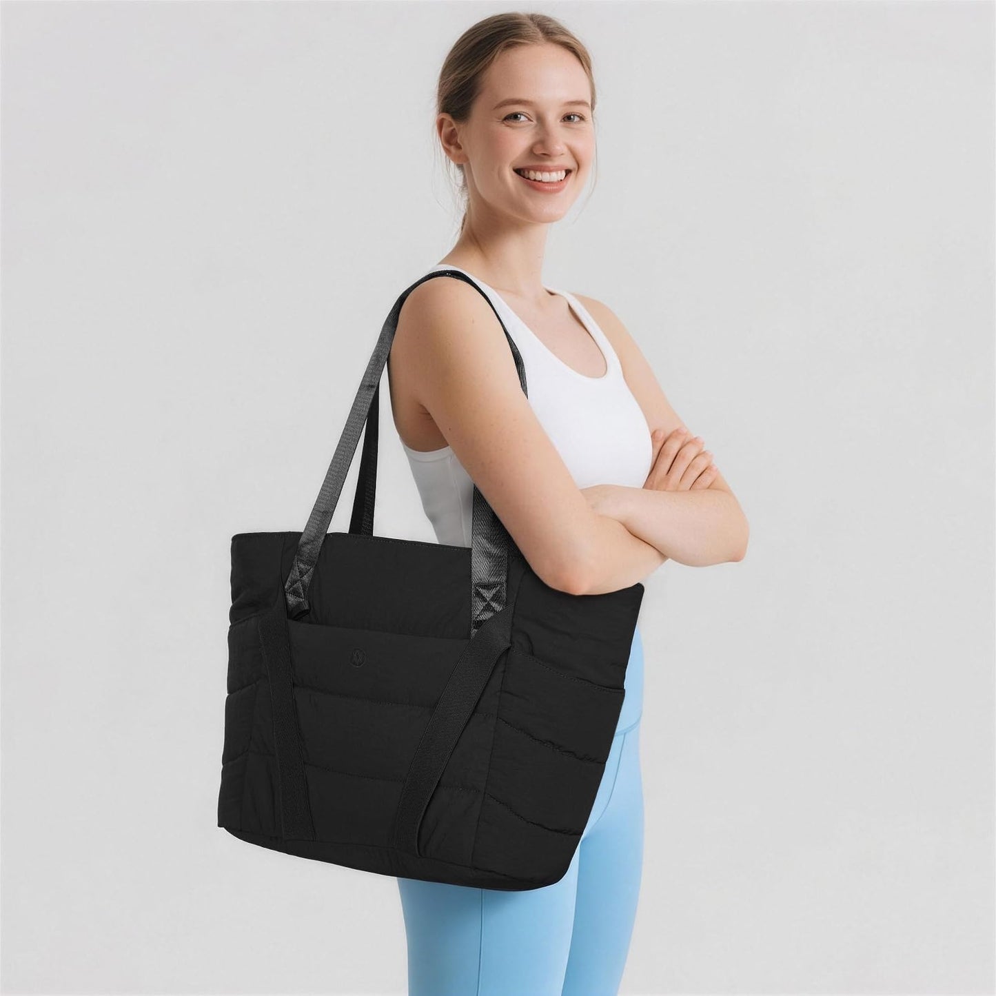 Axcone Cute Yoga Mat Bag Carrier, Pilates Bag for Women, Yoga Tote with Luggage Sleeve & Mat Straps - Gym Work Bag Travel Black