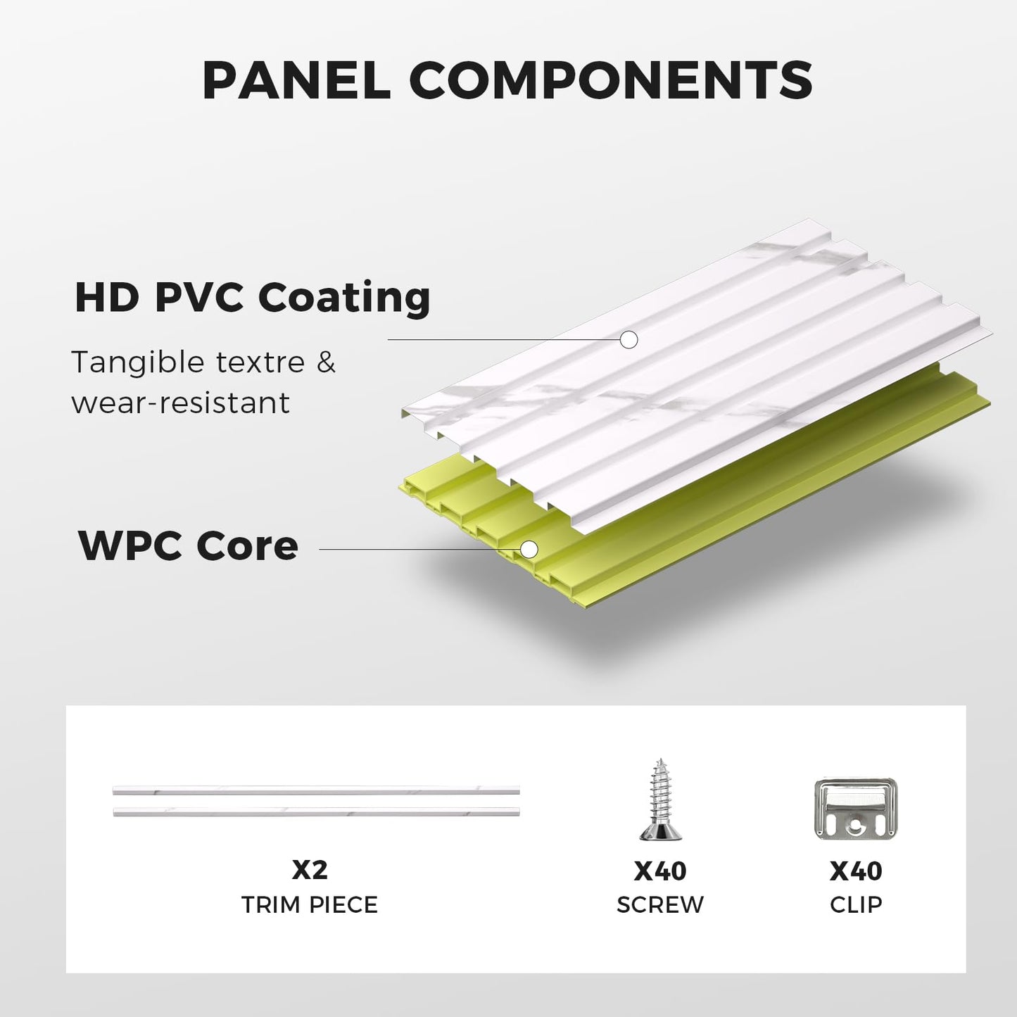 OUZUGIE WPC Acoustic Slat Wall Paneling, 8-Pack 114 x 6 Inches 3D Wall Panels for Interior Wall Decor,Living Room,TV Background,Study Room,Office Spaces,Bedroom,Low Grille (White)