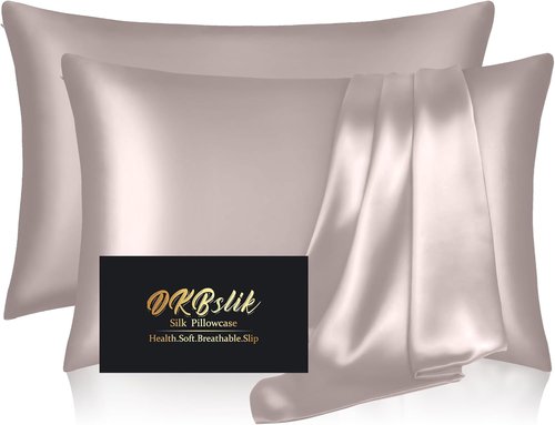 Mulberry Silk Pillowcases - Smooth & Anti-Acne Standard Set of 2 | Zippered Taupe Satin Cases