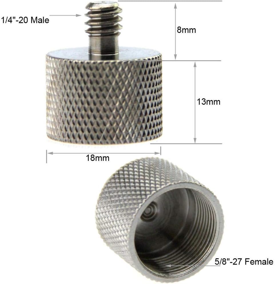 1/4"-20 5/8"-27 0988 CAMVATE Male to Female Microphone Stand Mount for Camera Stud
