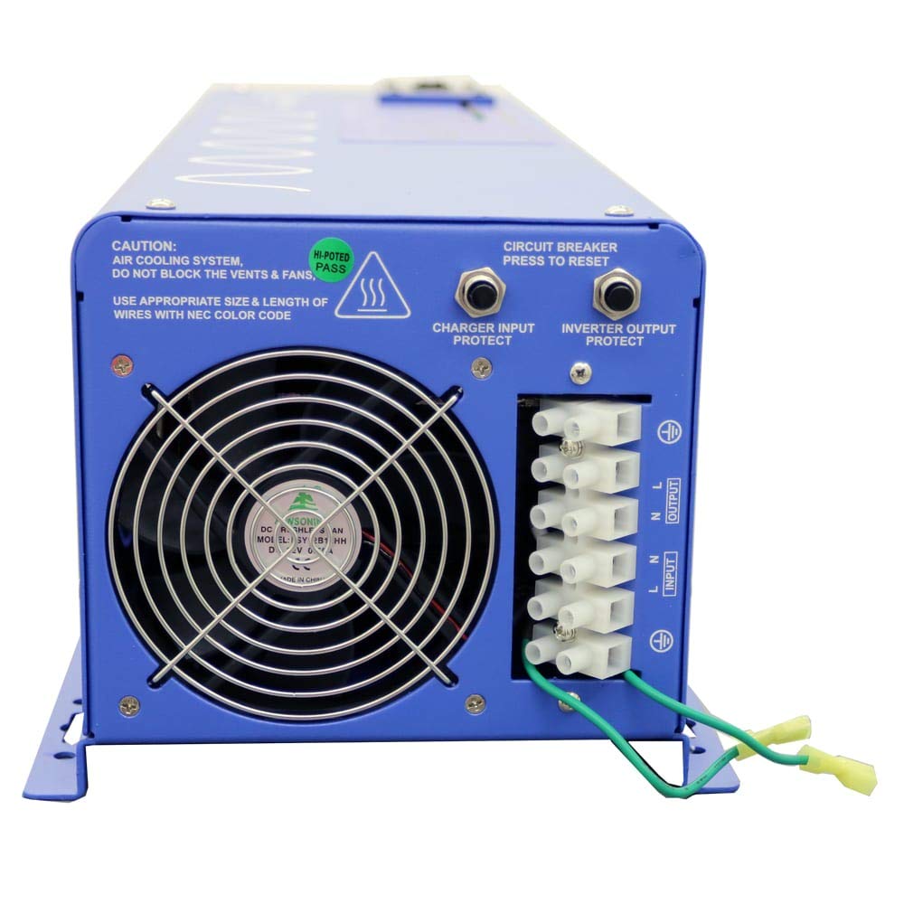 AIMS Power 4000 Watt 12 VDC Pure Sine Inverter Charger 120 VAC Output 120A Charger 40A Transfer Switch PICOGLF40W12V120V