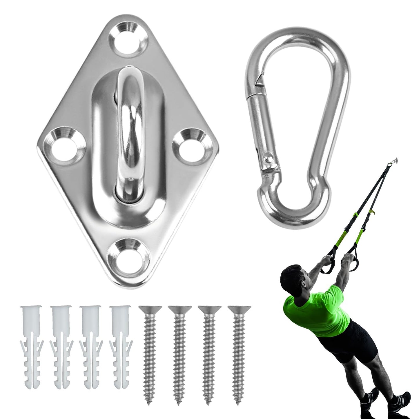 Resistance Band Wall Mount, Exercise Anchors Hooks for Wall, Space Saving Workout Resistance Bands for Beginners, Athletes, Fitness Enthusiasts, Home Gym, Suspension Trainer, Stretching