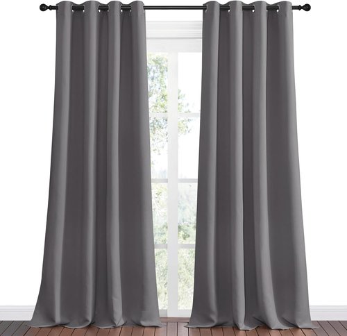NICETOWN Blackout Curtains - Energy Saving Thermal Insulated Draperies | 55" x 120", Grey, 1 Pair