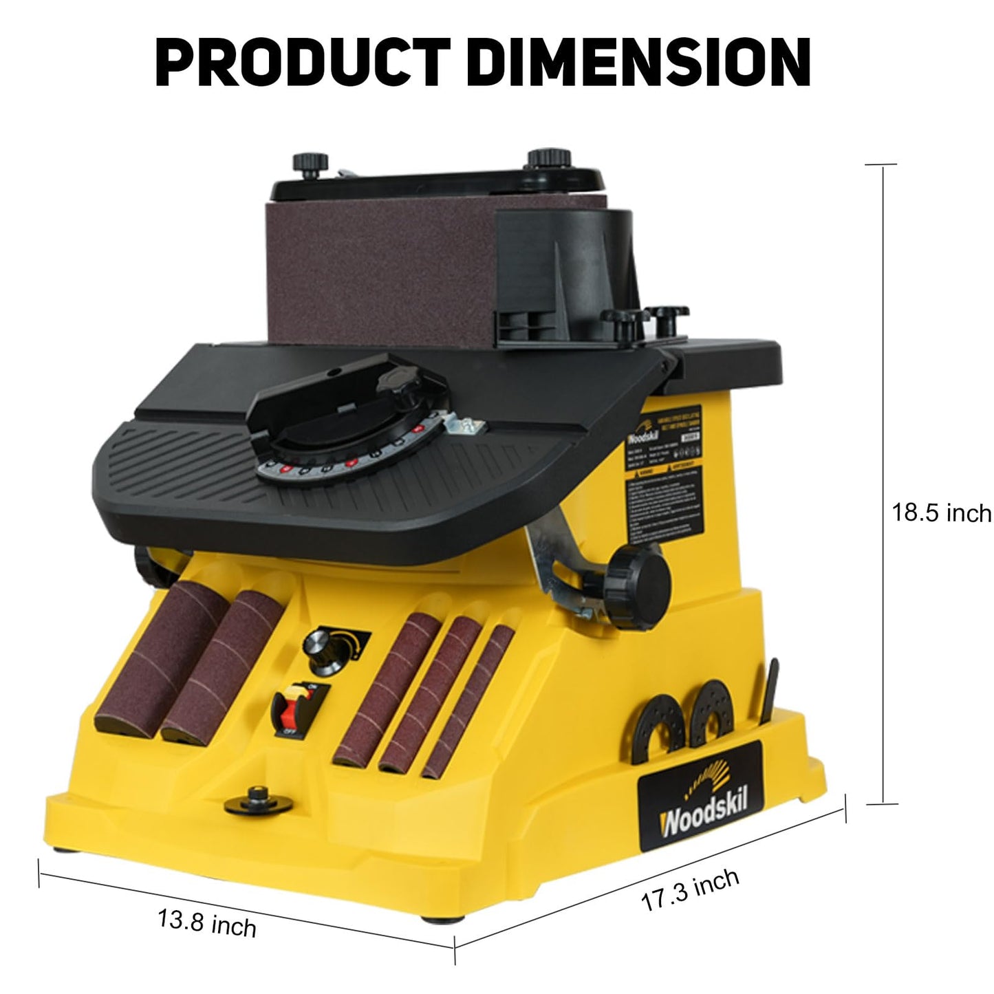 4A Variable Speed Oscillating Belt and Spindle Sander - 4x24" Belt, 5 Sanding Sleeves, 1000-1800RPM Adjustable Speed Control for Woodworking Projects - Efficient Dust Collection for Smooth Finishes