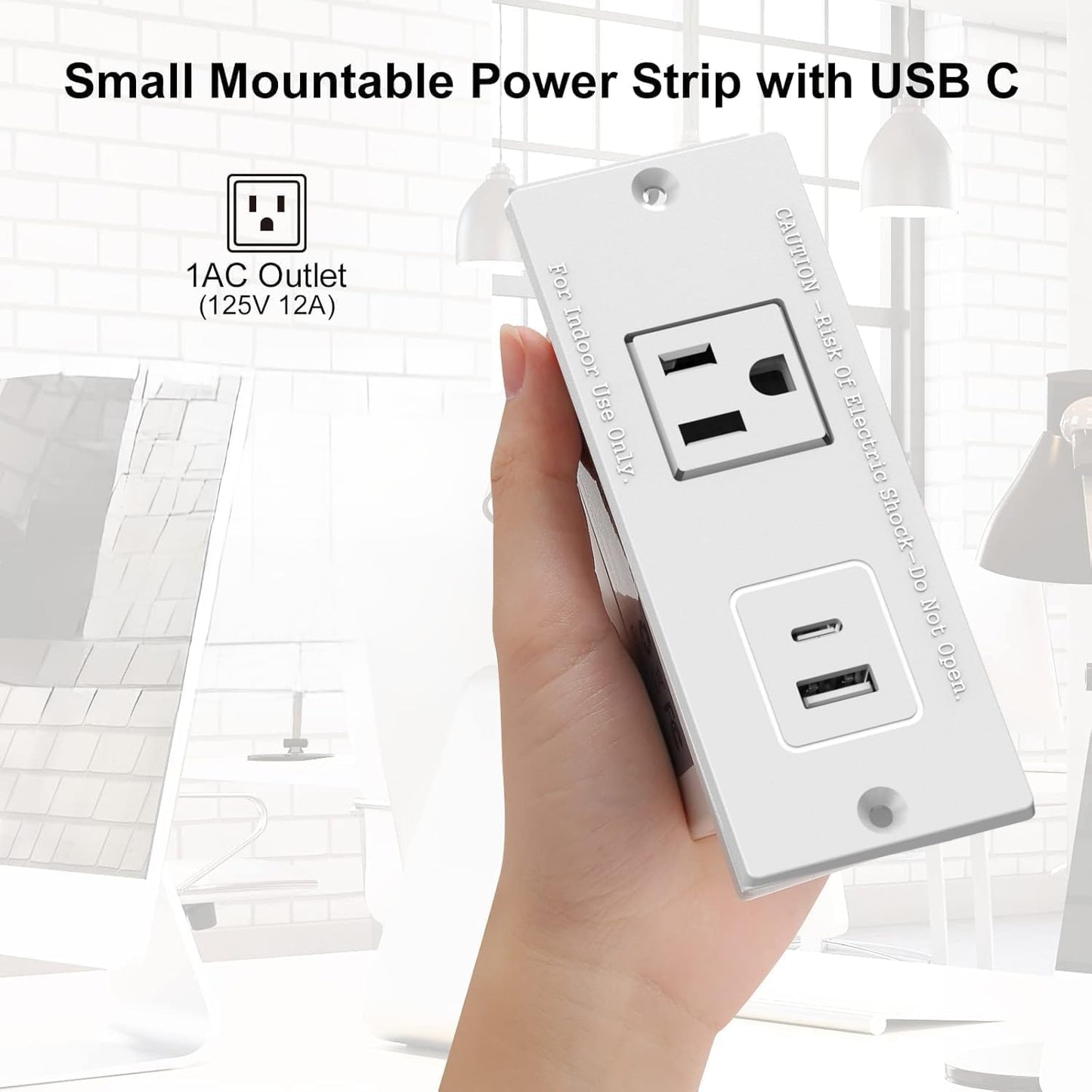 Geao Adapter 1500W Inset Small Recessed Power Strip with USB Electrical Outlet Extender Plug Extension Cord Hidden