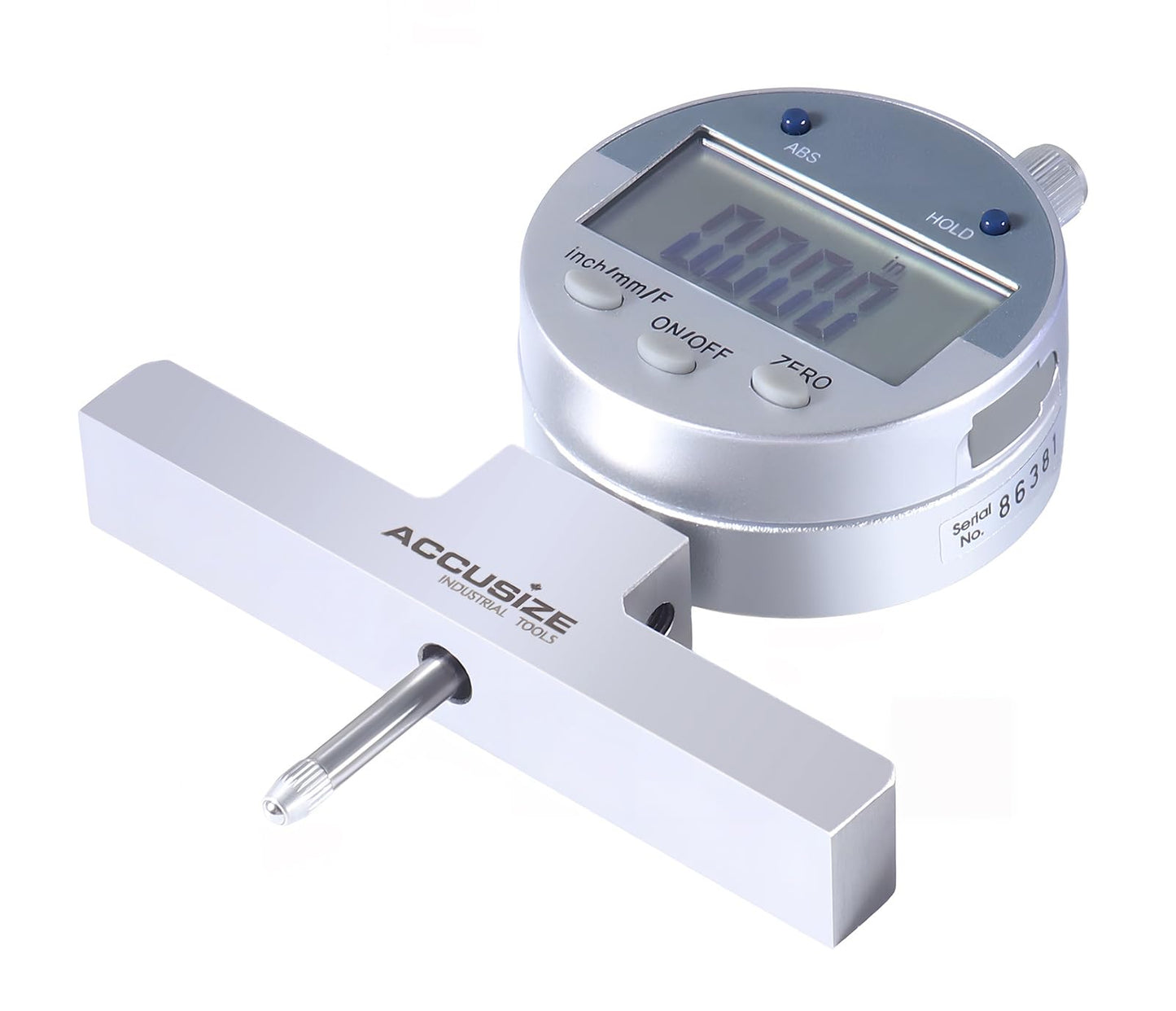 Accusize Industrial Tools - 0-22 inch Electronic Digital Depth Gauge, Inch/Metric/Fractional, 2 Extra Points for Small Hole Applications, P103-0188