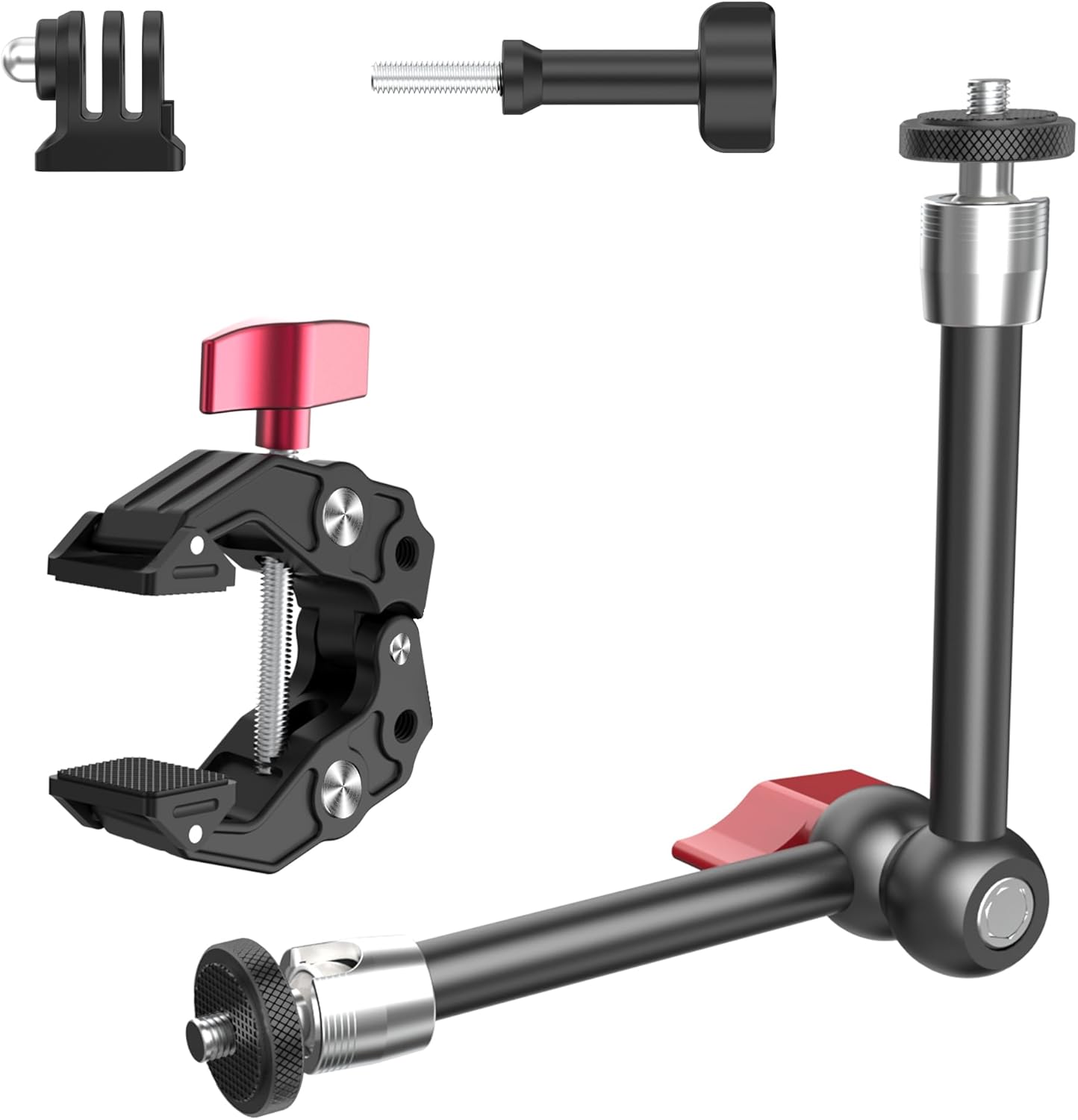 Taisioner 9.8" 1/4" 3/8" 360 1.5kg Magic Arm Clamp Kit with Screw Ball Heads Articulating Arm with Super Clamp Camera