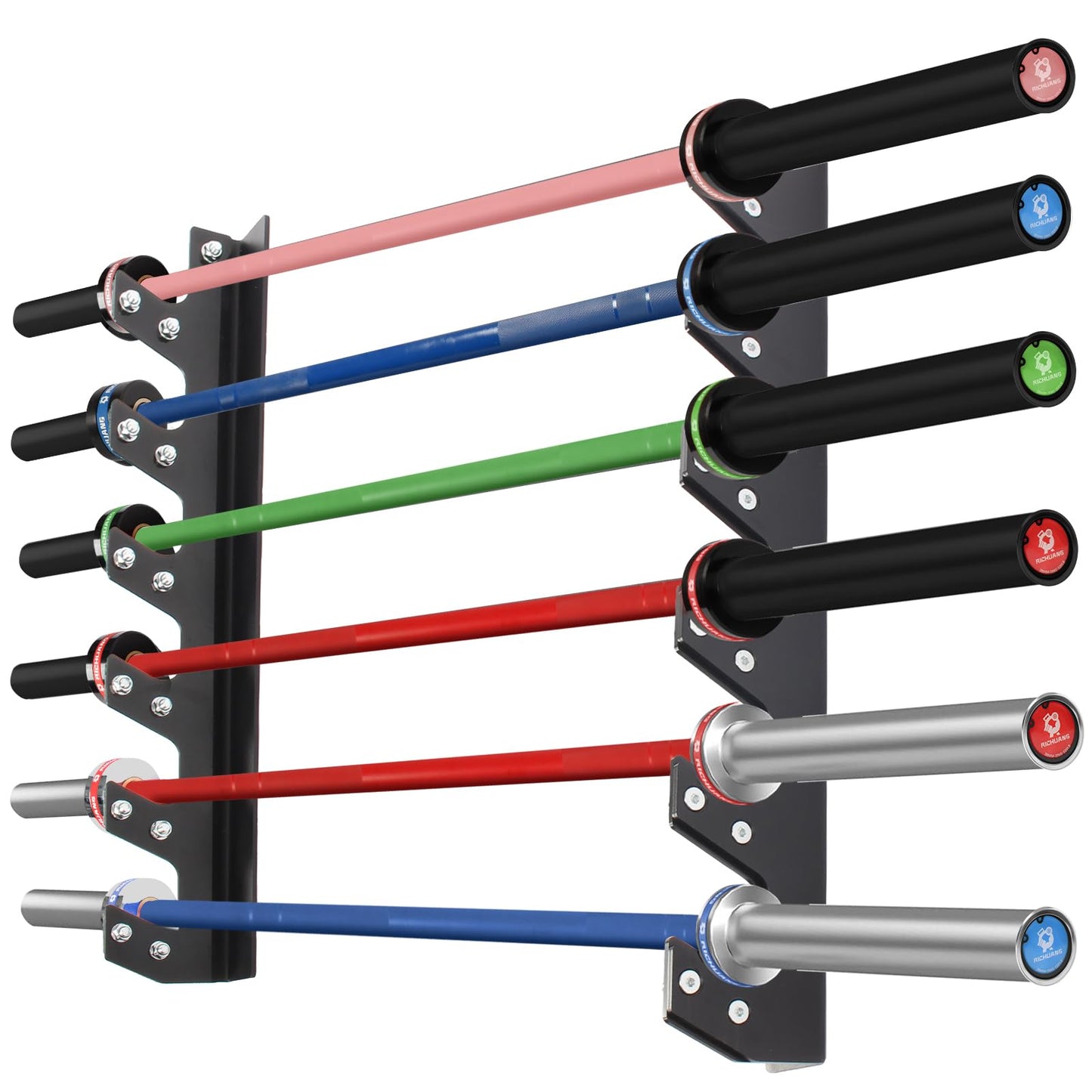 Wall Mounted Barbell Holder for 6 Bars – Heavy Duty 400LB Capacity Horizontal Storage Rack with Protective UHMW Liner | Easy Installation with Included Hardware | for Home Gym & Garage Organization