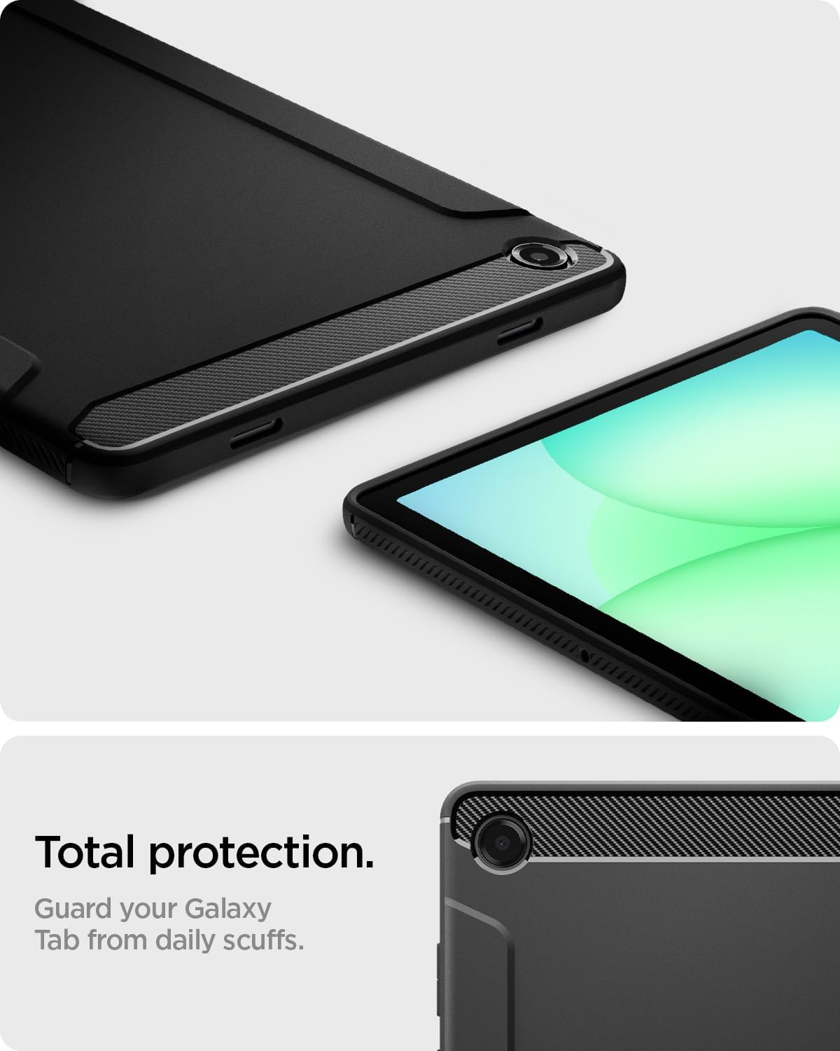 Spigen A11+ (2025), for Galaxy Tab Plus Case Rugged Armor Slim Protective Case with Carbon Fiber Design and Air Cushion