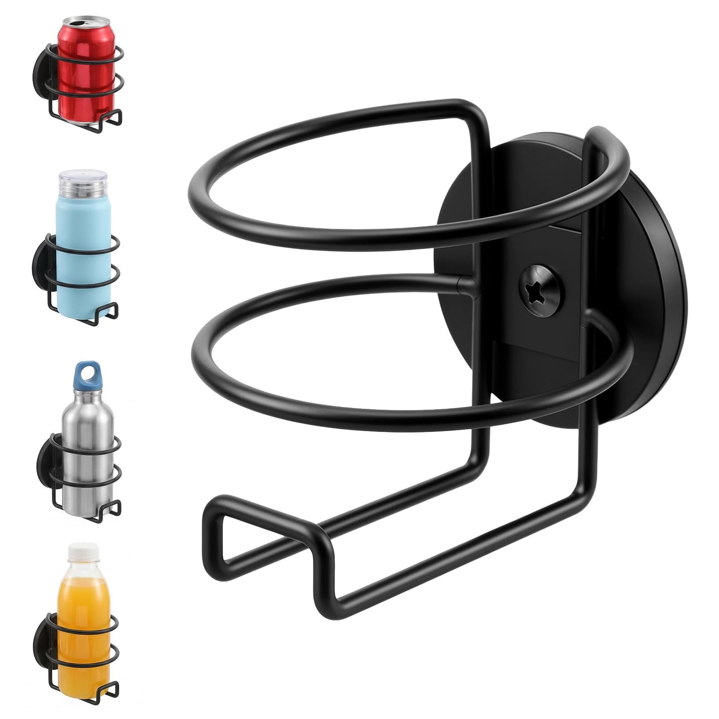 Heavy Duty Magnetic Cup Holder, 4 Pack Black Metal Drink Holder with 2.56 Inch Strong Magnet Base for Truck Tractor Refrigerator Treadmill Toolbox