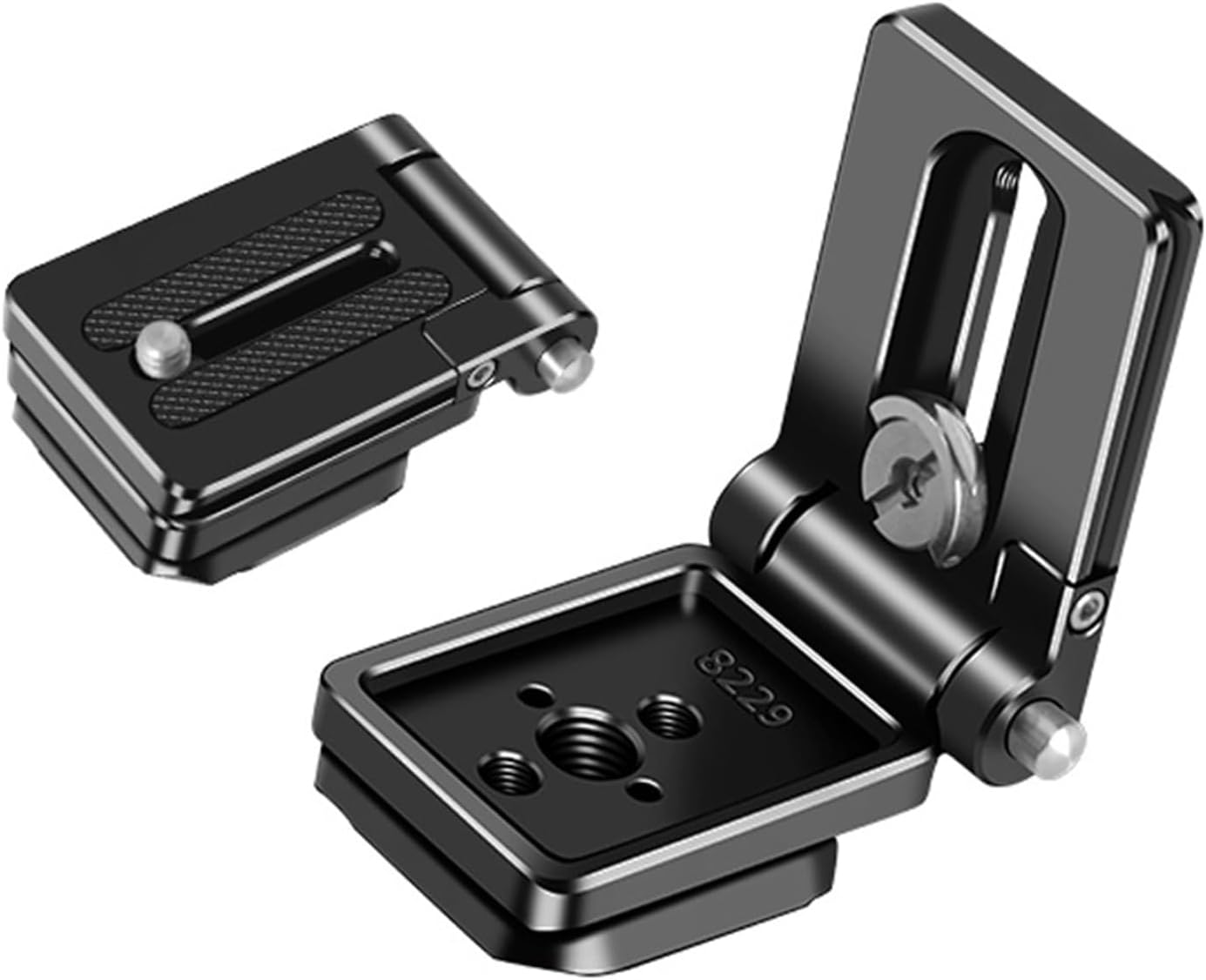 VEETALEE 1/4" 3/8" Foldable Camera L Bracket,Tripod Quick Release Plate, Aluminum Vertical Horizontal Switching Mount