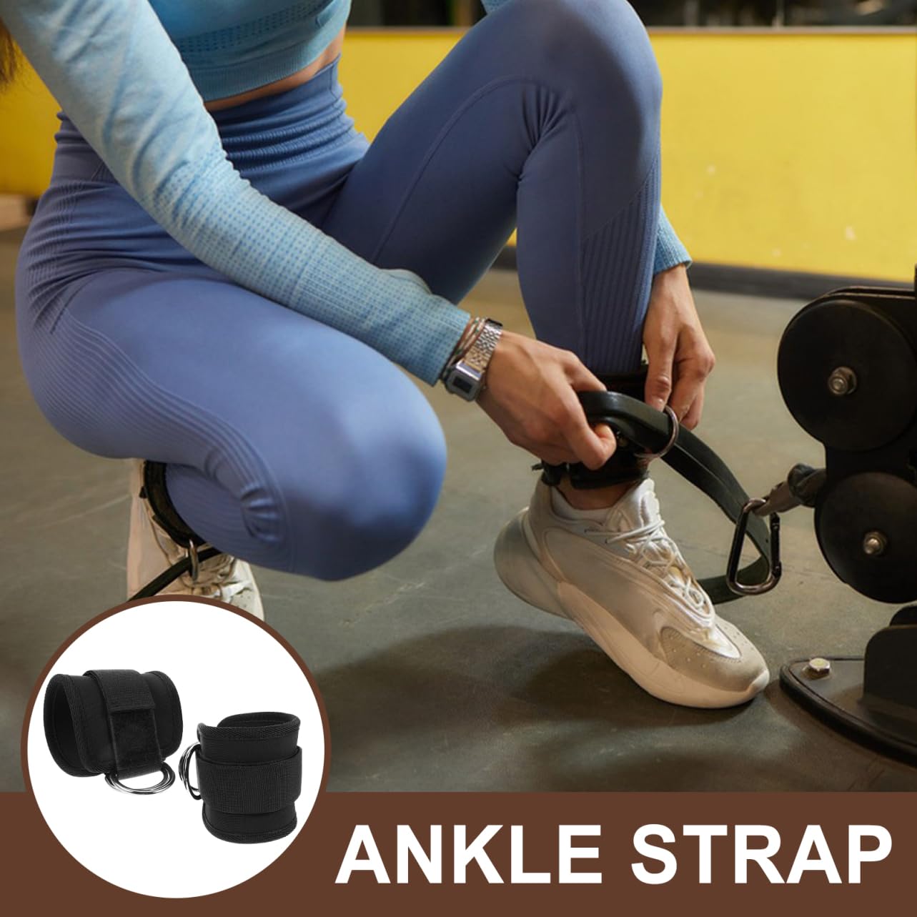 SUPVOX 2Pcs Gym Ankle Straps for Cable Machine: Padded Leg Kickback Straps with Heavy-Duty D-Rings for Glute, Hamstring and Hip Strength Training