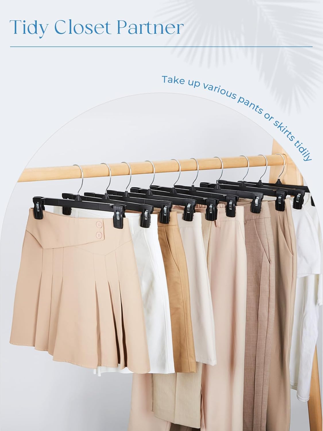 Smartor Pants Hangers - 30 Pack Heavy-Duty Black Clips with 360° Hooks for Shorts, Trousers & Jeans | 12 Inch
