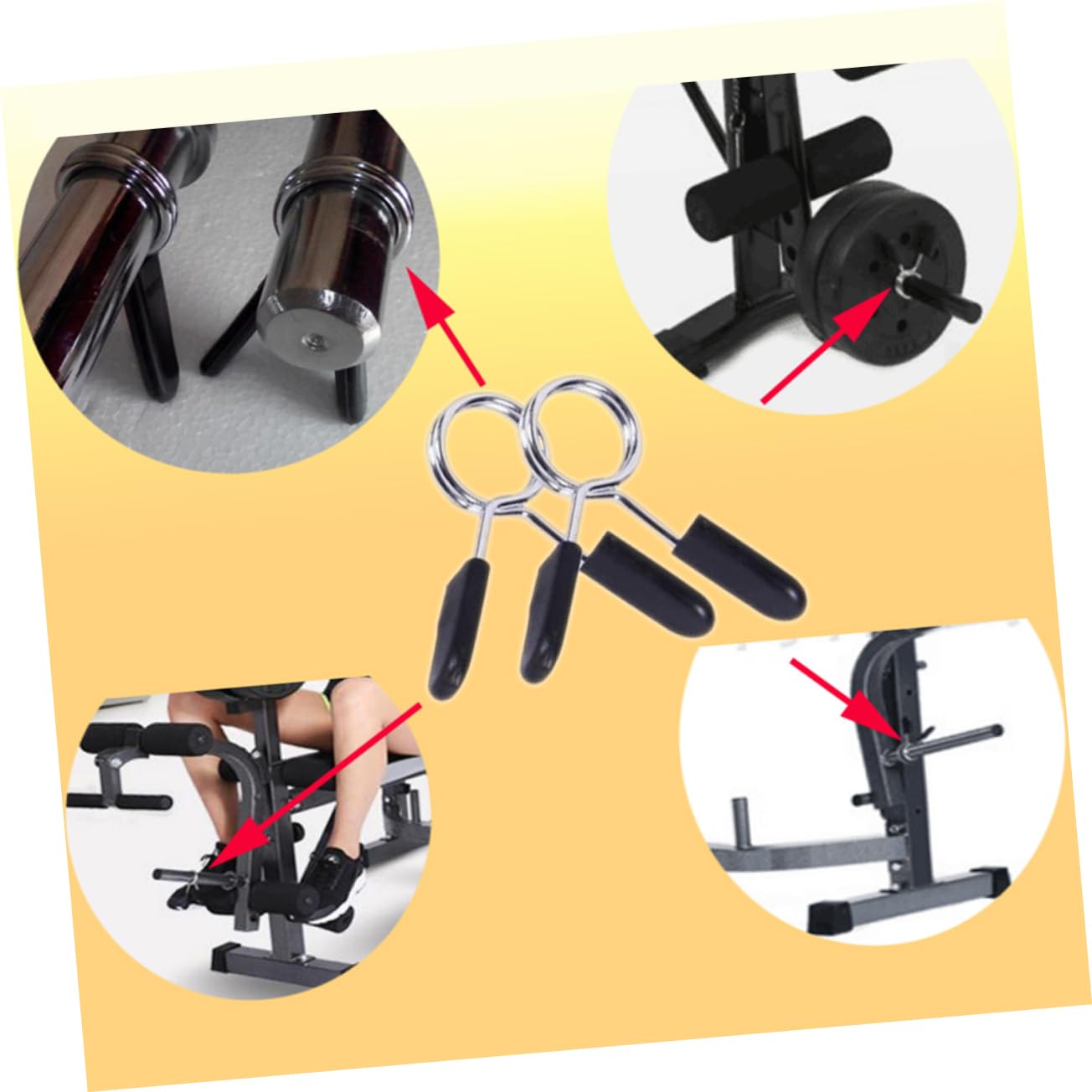 5pcs Barbell Spring Clip Collars, 1.18In Weight Lifting Clamps, Dumbbell Collar Spring Clips for Gym, Powerlifting, Cross Fit, Weightlifting