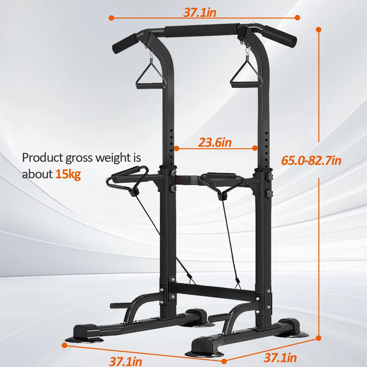 Power Tower Pull Up Dip Station Adjustable Height Multifunctional Home Strength Training Fitness Exercise Equipment, Simple Installation