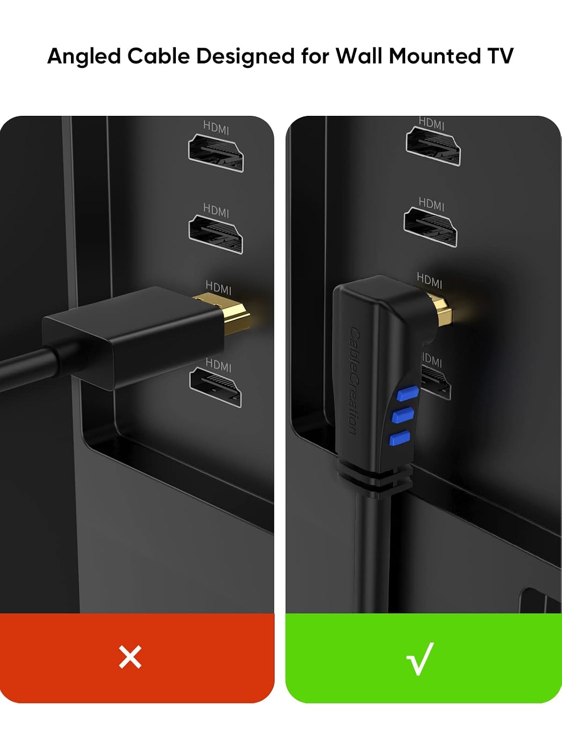 4K 270 4K@60HZ 3ft CableCreation HDMI Cable Right Angle Degree Upward - Supports Ultra HD for Gaming, Streaming