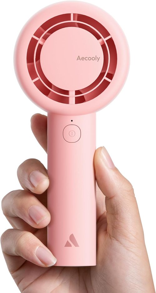 Aecooly Portable Handheld Turbo Fan - 5 Speed USB Rechargeable Mini Cooling Fan | 24H Max Cooling Time - Pink