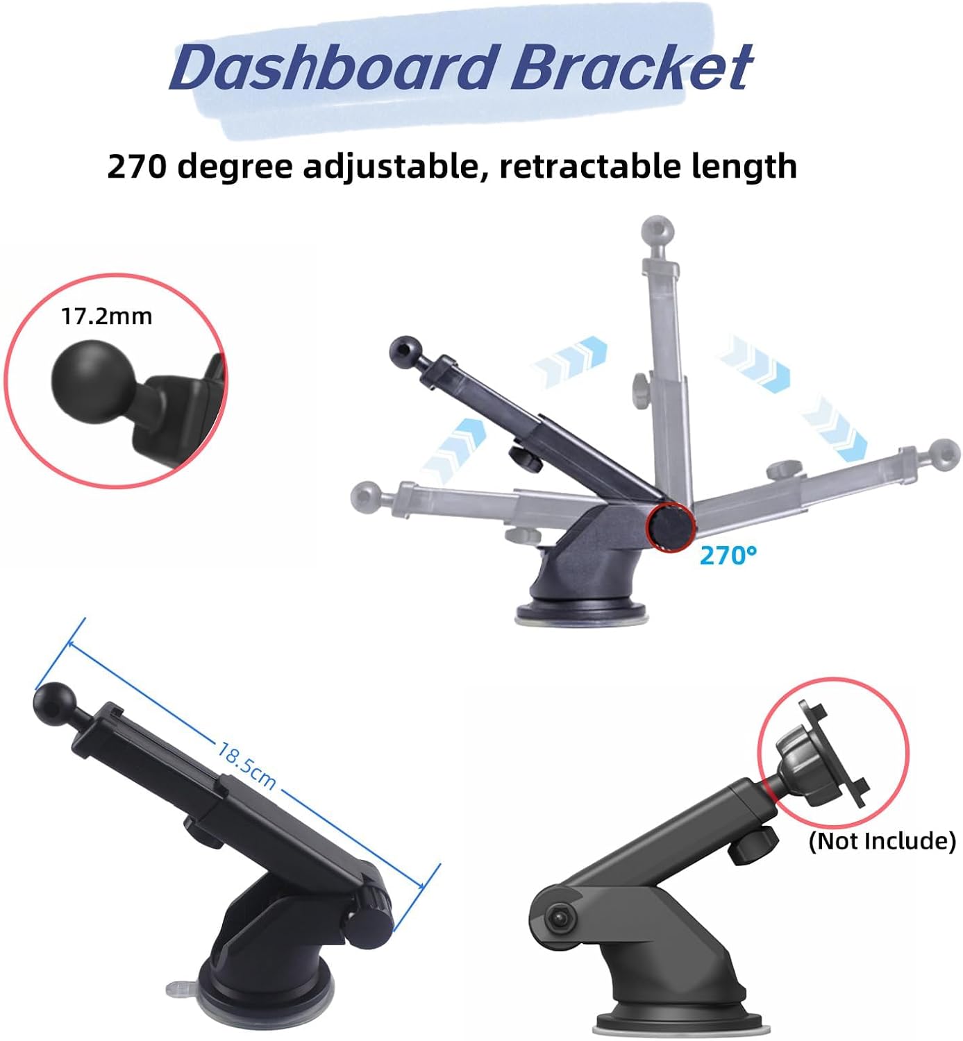 Bokexing Replacement Suction Cup Mount Part, Suction Cup Bracket for GPS Ball Joint Flexible Mounting Disk Mount