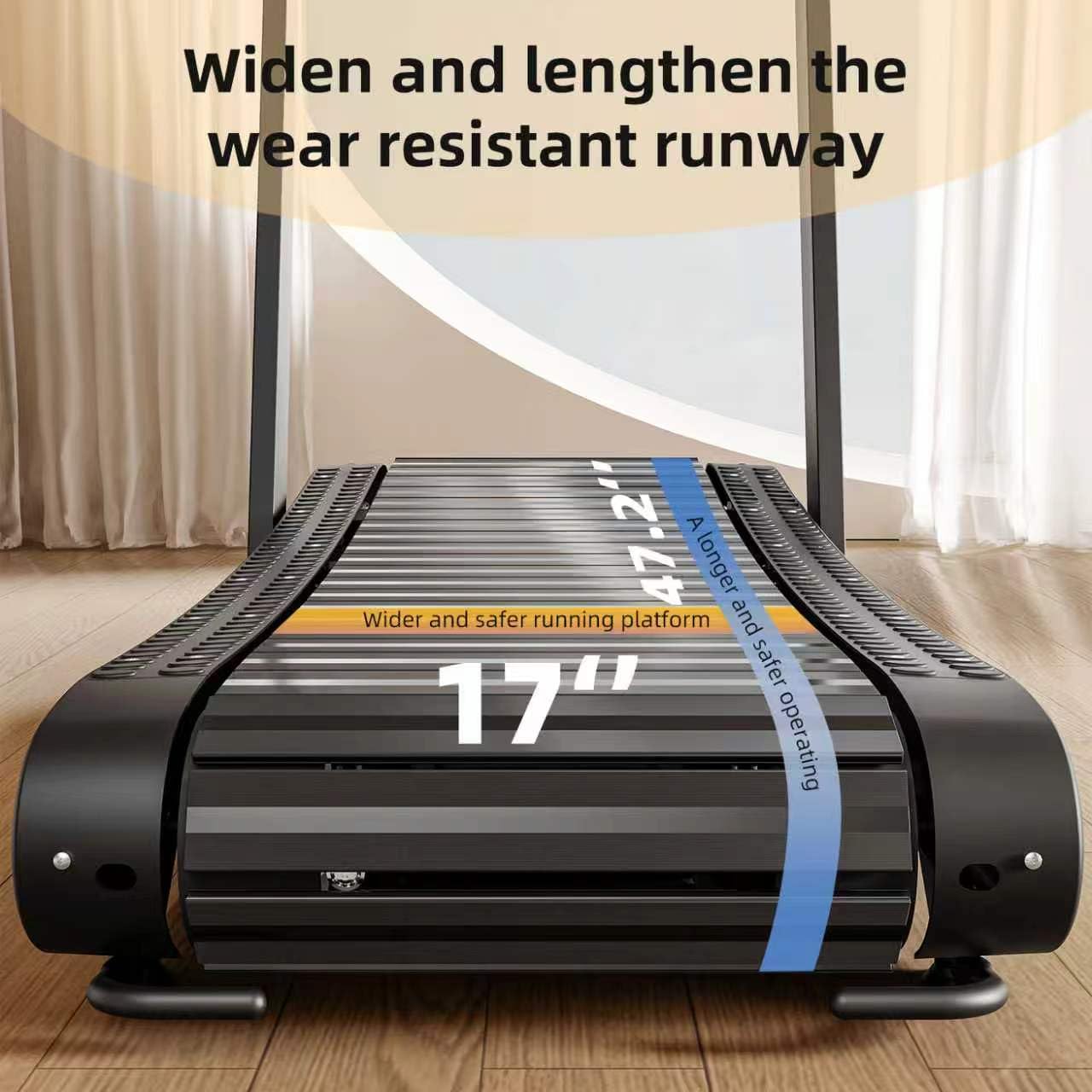 Rongle Curved Treadmill with Non-Electric Motorized, 2 in 1 Foldable Design Adaptive Variable Speed with LED Display, Motorless Self Propelled Treadmill for Home Office, No Assembly Required 350LBS