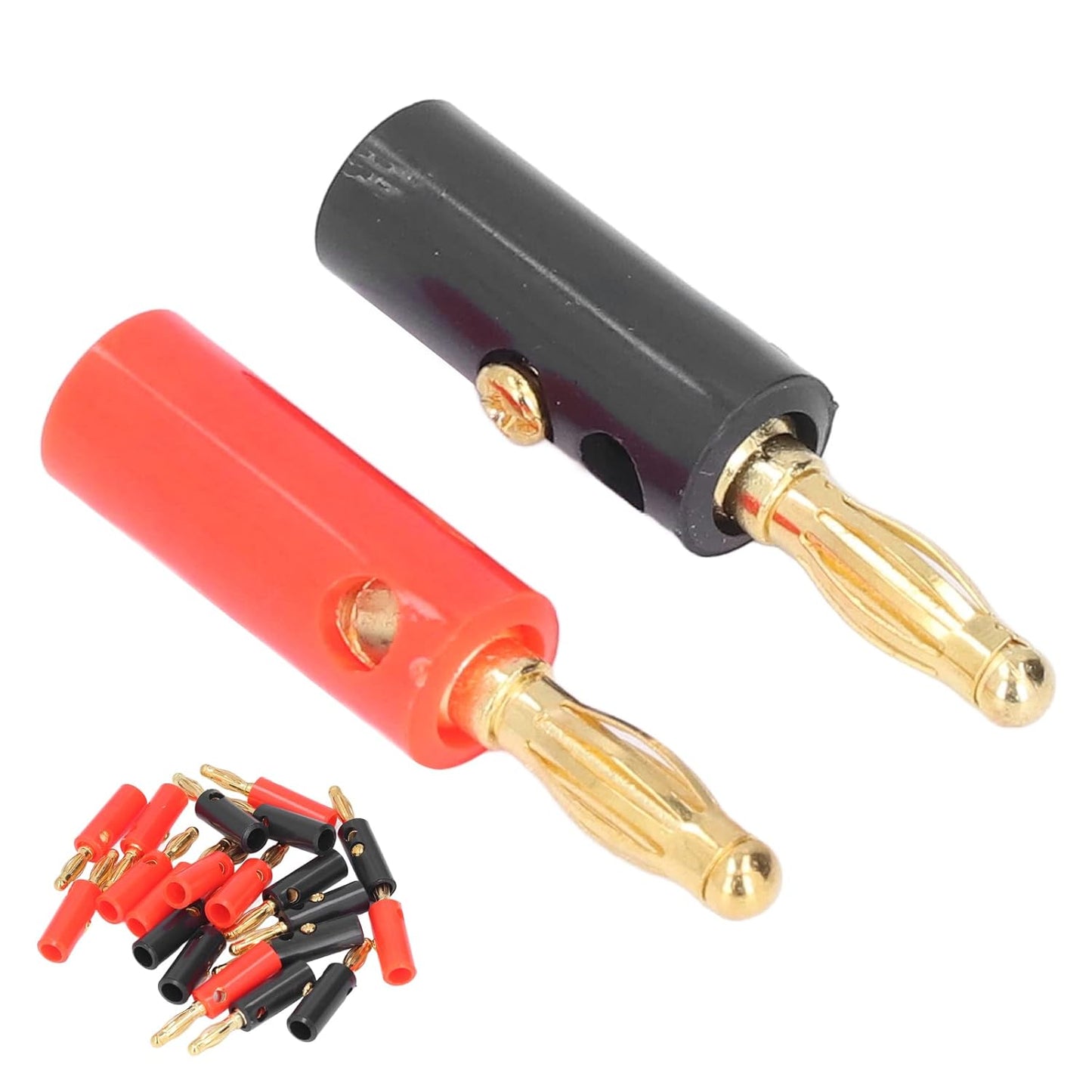 20pcs 4mm Keenso Banana Speaker Cable Plug, Gold Plated Open Screw Type Banana Connector for Audio Video Receivers