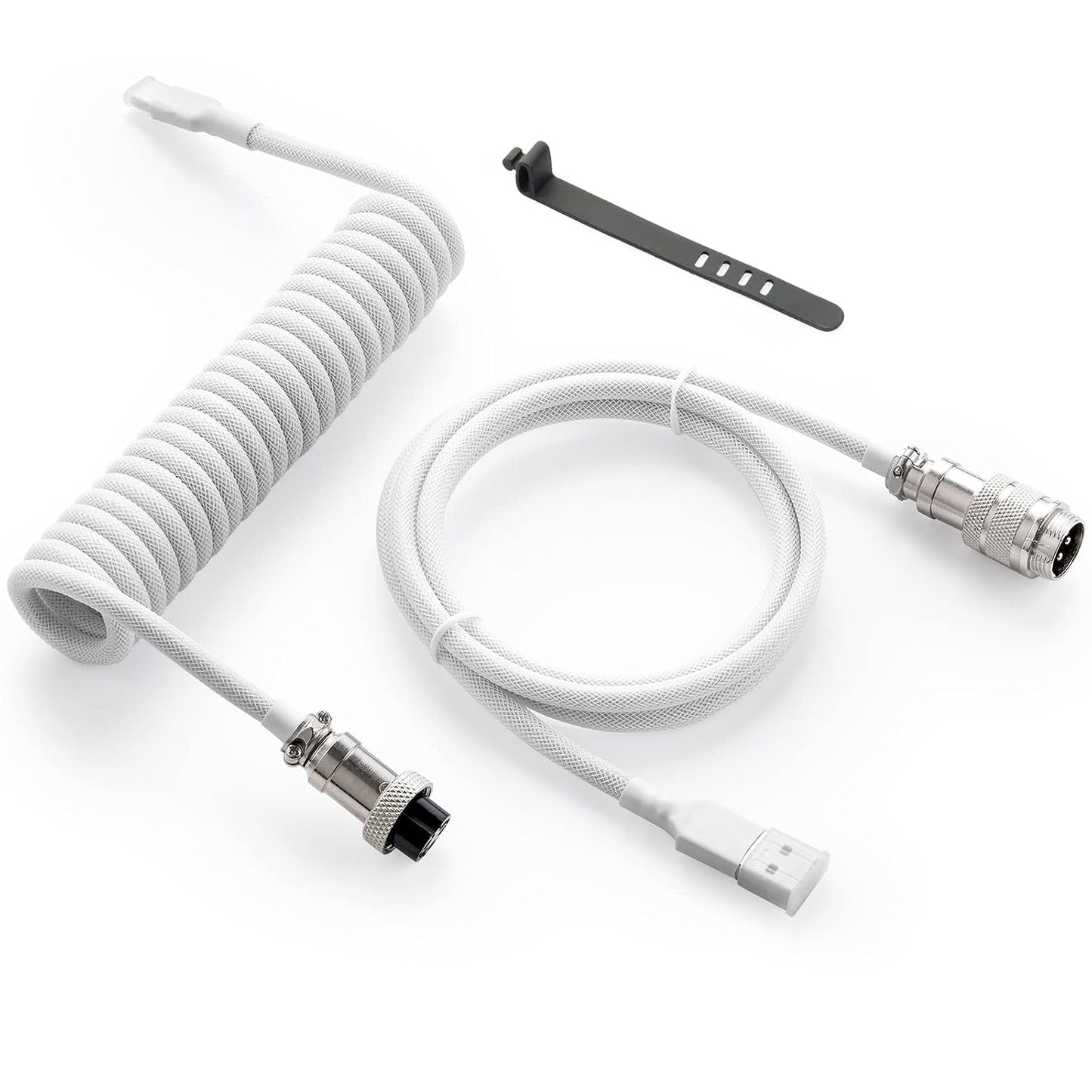 1.5M GUNMJO Pro Custom Coiled USB C Cable for Gaming Keyboard, Double-Sleeved Mechanical Keyboard Cable with Detachable
