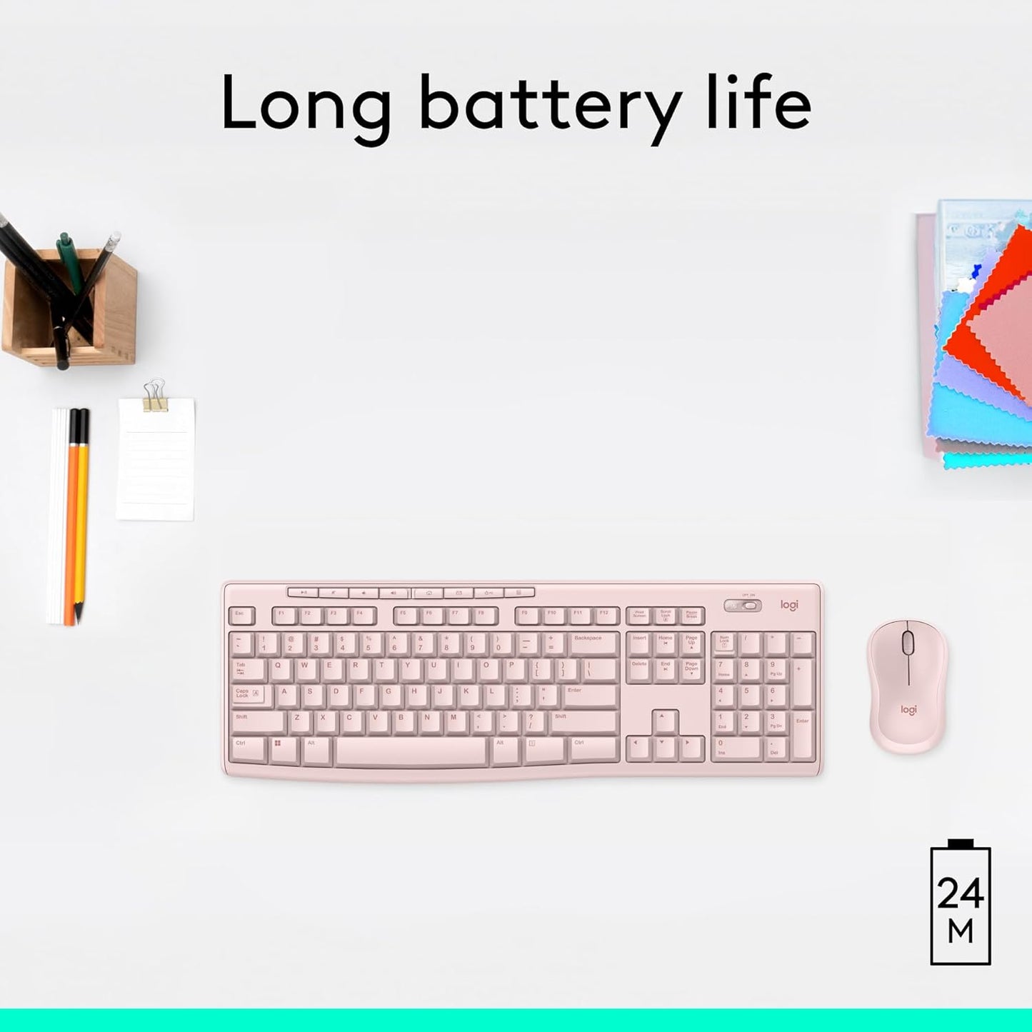 Logitech K270 2.4 8 2-Year Wireless Keyboard for Windows, GHz Wireless, Full-Size, Number Pad, Multimedia Keys, Battery