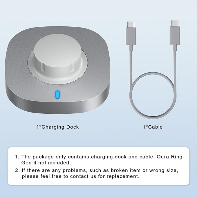 Compatible with Oura Ring Gen 4 Charger Size 4, Fast Charging Dock with USB-C Cable