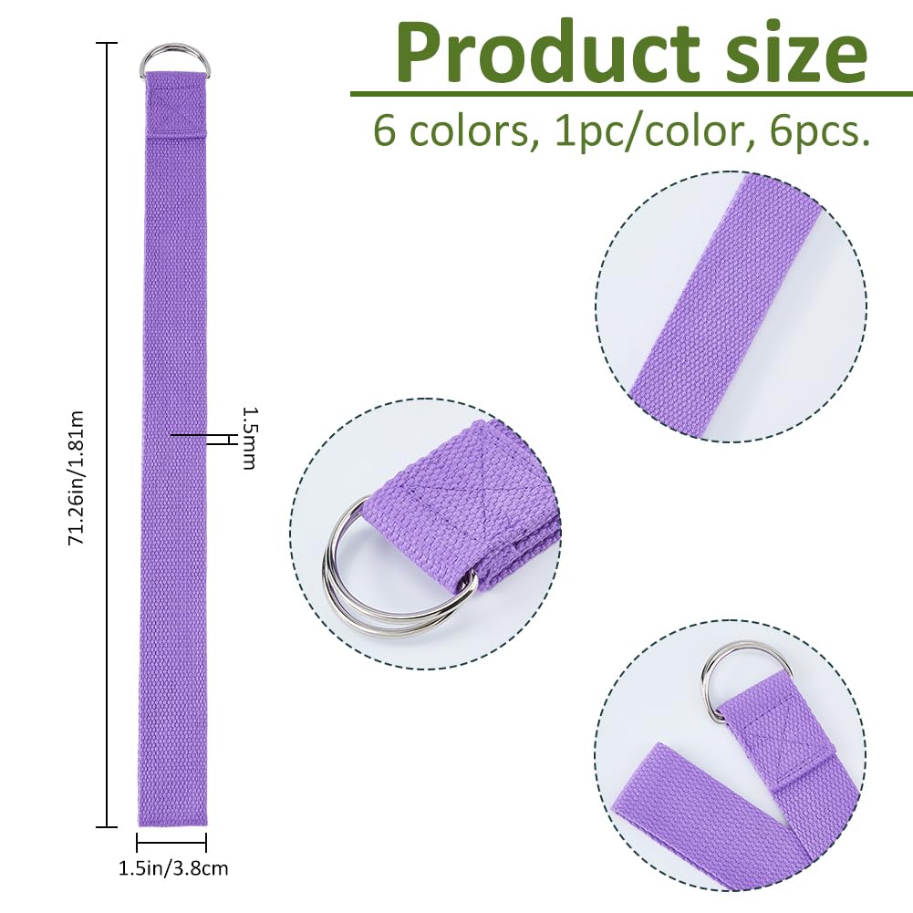 SUPERFINDINGS 6Pcs Yoga Strap for Stretching 5.94 Ft Yoga Exercise Adjustable Straps Bands Exercise Adjustable Strap with Adjustable D-Ring Buckle for Pilates Physical Therapy Dance Gym Workouts