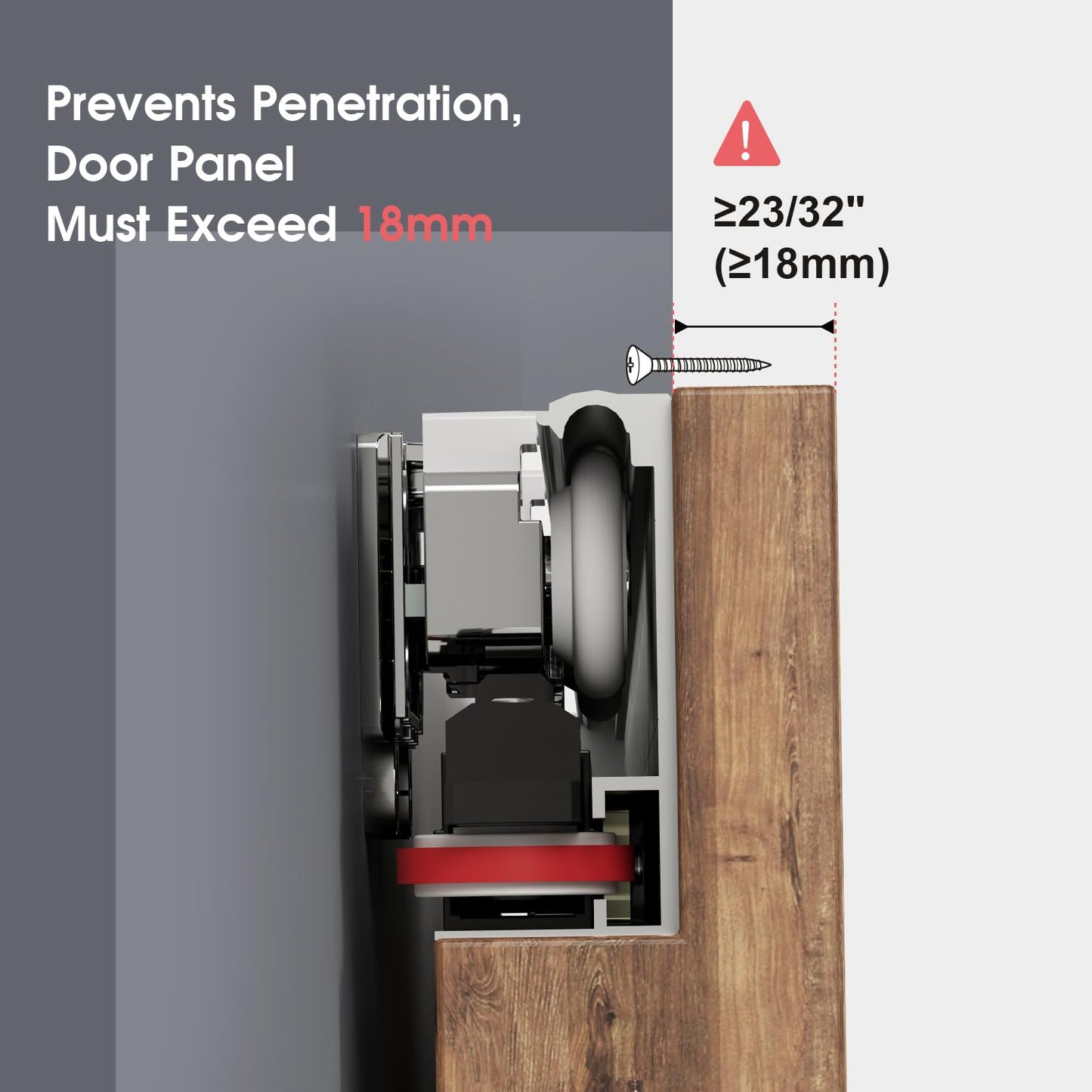 40" Concealed Sliding Barn Door Hardware Kit with Soft Close Mechanism for 32in Passage Opening, Hidden Aluminum Track System, Wall Mount for Interior Wooden Door (NO Door)