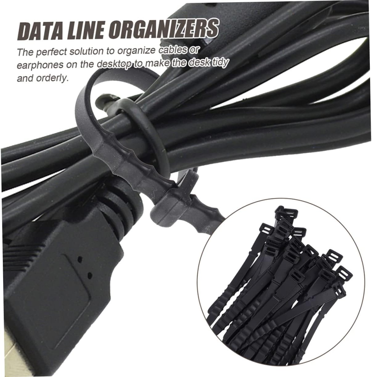 12pcs Silicone Cable Organizer Winder for USB and Headphone Cords Flexible Data Cable Holders for Desk Nightstand