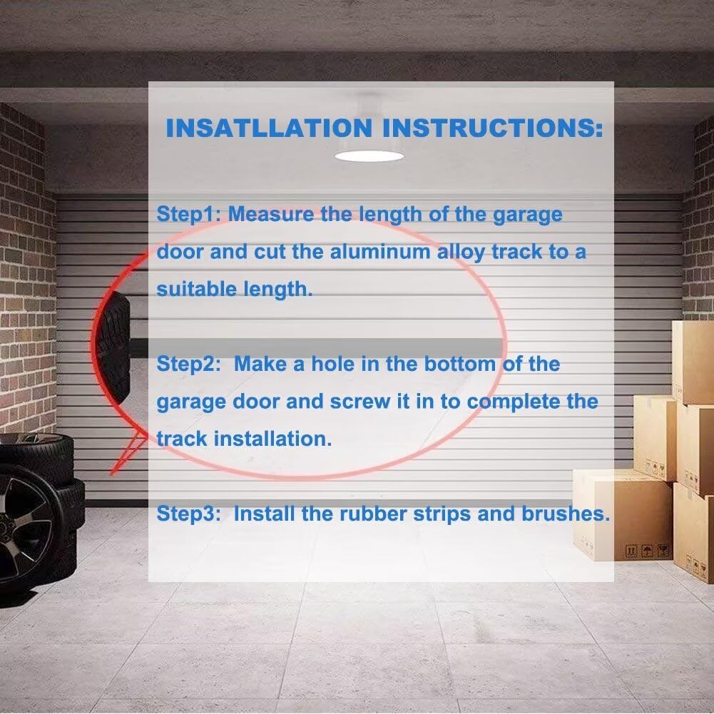 Duzzy Universal Garage Door Seals Kit, Weatherproofing Bottom Rubber with Brush and Aluminum Track Retainer Base Kit, U Shape+O Ring Heavy Duty Weatherproof Parts Kit (10 Feet)