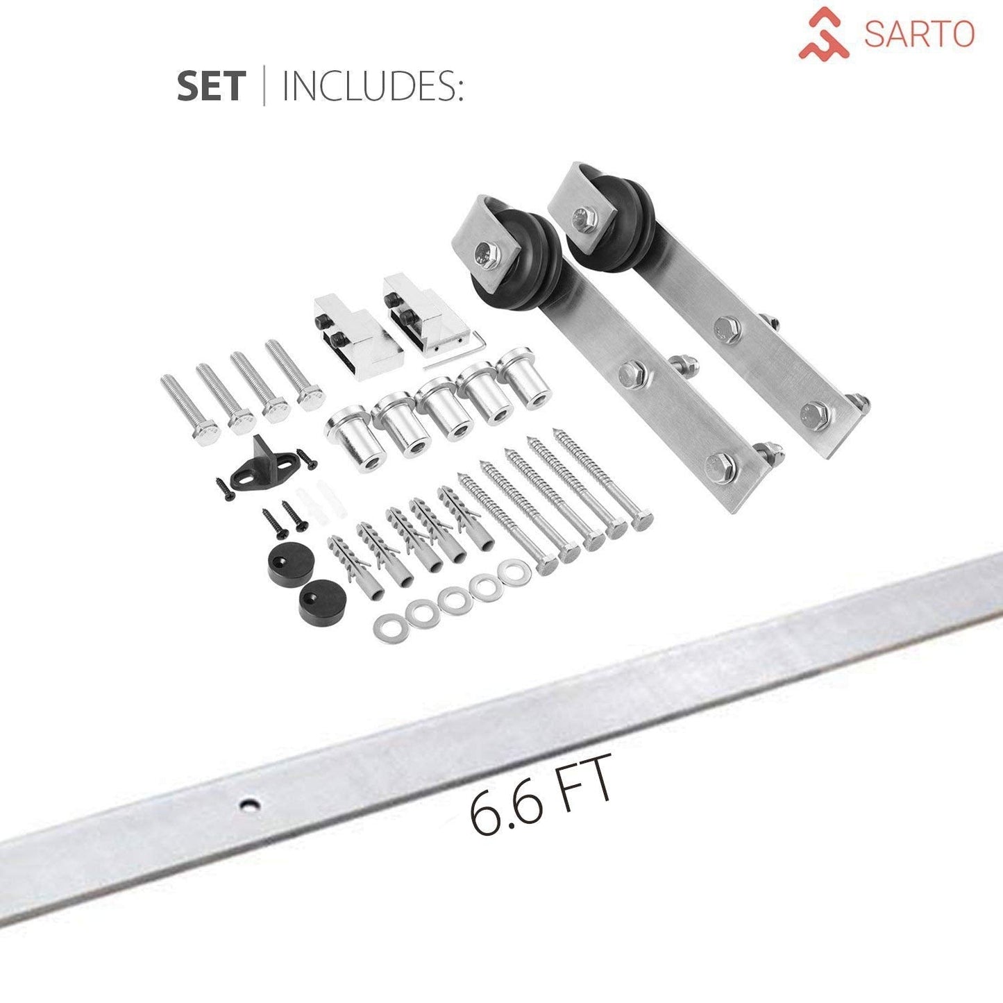 SARTODOORS Quadro 4115 | Interior Single Sliding barn Door, no Glass, MDF, 32x96, White, Modern Style | Hardware Included