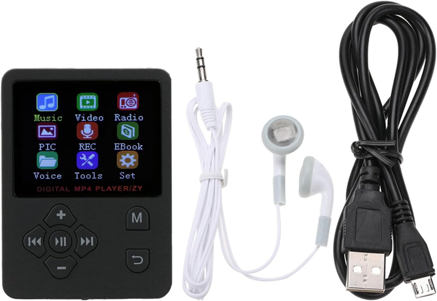 Zopsc MP4 1.8 Inch MP3 32GB Portable Player, Color Video Display, HiFi Player with Headphone Cable, Supports Up to Card