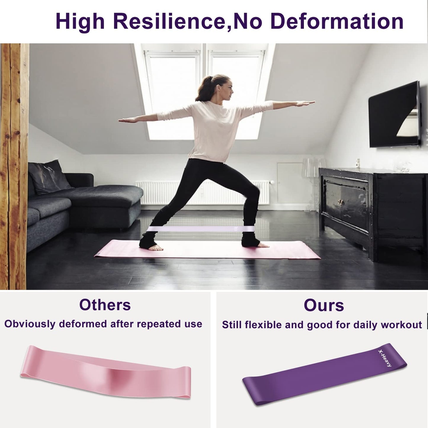 Resistance Bands, 5 Pcs Exercise Bands for Legs Glutes Arms, Skin-Friendly Resistance Fitness Exercise Loop Bands for Gym Home Yoga Pilates with Carry Bag and Instruction Guide