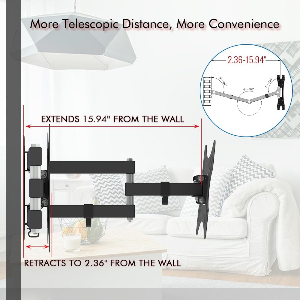 Generic 26-50" Adjustable Wall Mount Bracket Rotatable TV Stand with Spirit Level
