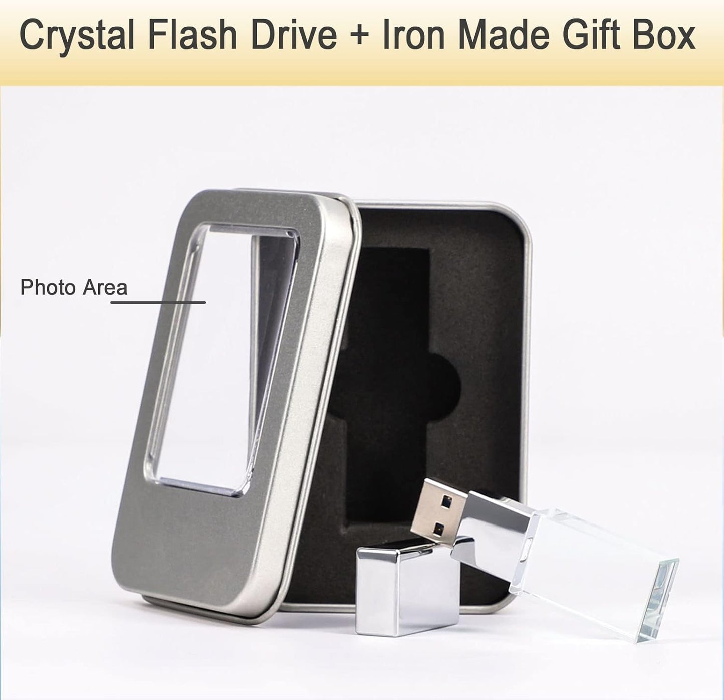 Laak 8GB 3.0 New Crystal Transparent Rectangle Genuine USB Flash Drive Wedding Gift Pendrive,Silver