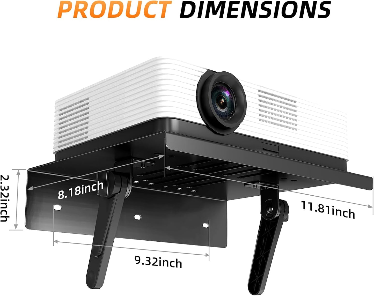 CABTE (11.81 9.45inch) Metal Projector Mount Adjustable Angle, Suitable for Projectors and Speakers Perforated Design