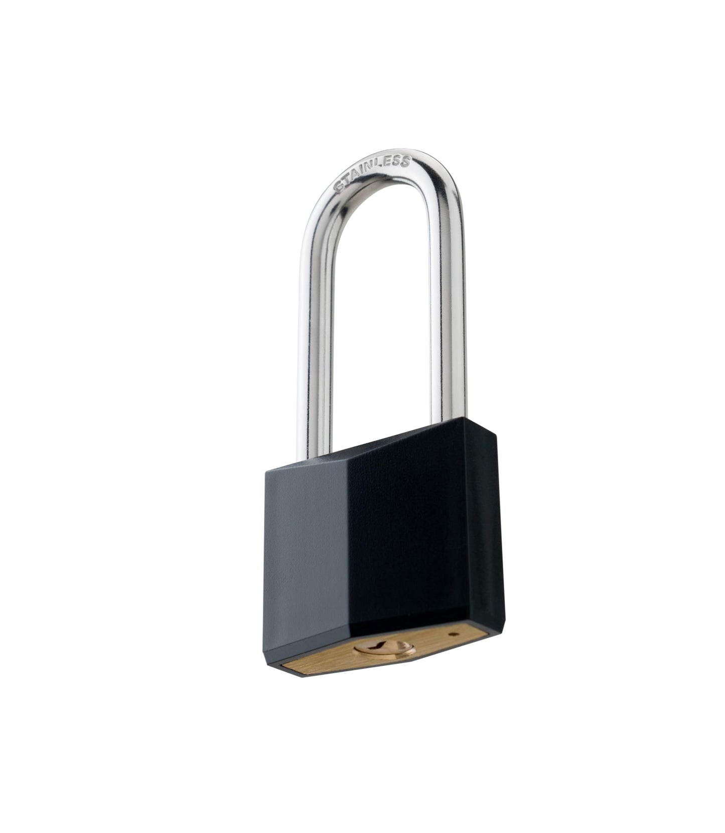 ROOKMAD 4-Pack Keyed Alike Locks, Black Covered Brass Keyed Padlock with Stainless Steel Long Shackle, 1-9/16 Inch Lock Body, Rustproof Locks for Gate Fence Hasp Cabinet Toolbox Gym or School Locker