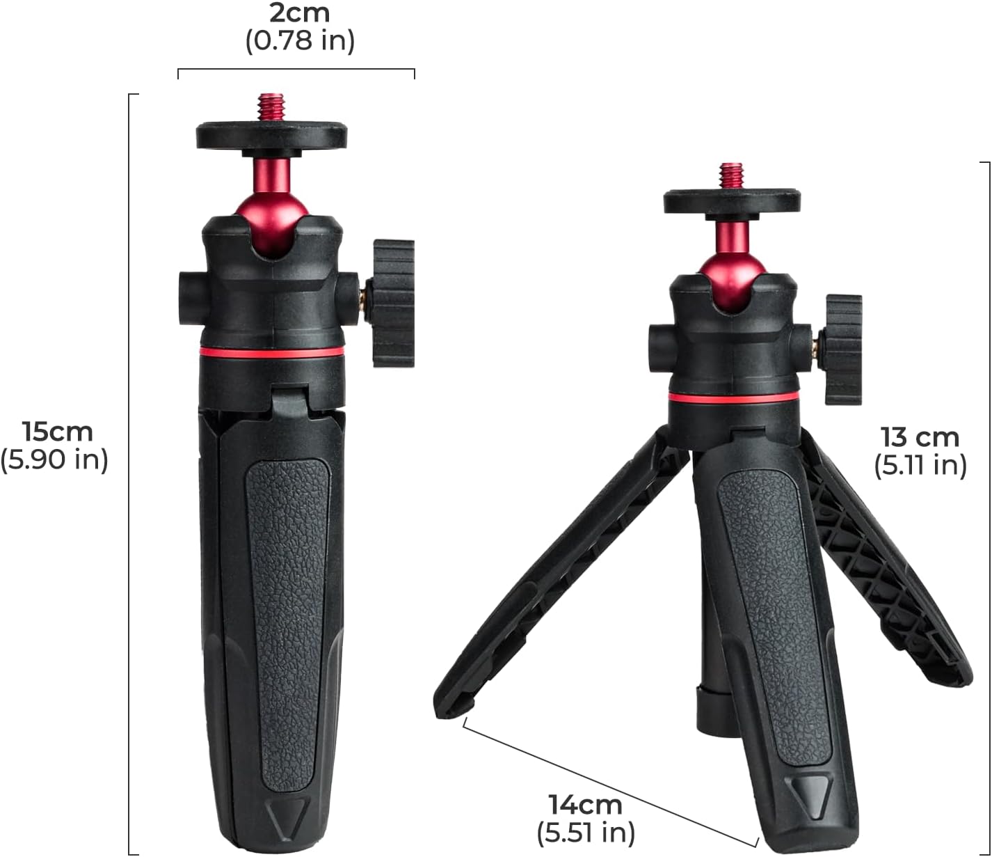 Wurkkos 360 1/4" CL01 HD02 DL08 Mini Telescopic Tripod, Handheld Stand with Flexible Ball Head and Screw for Camping