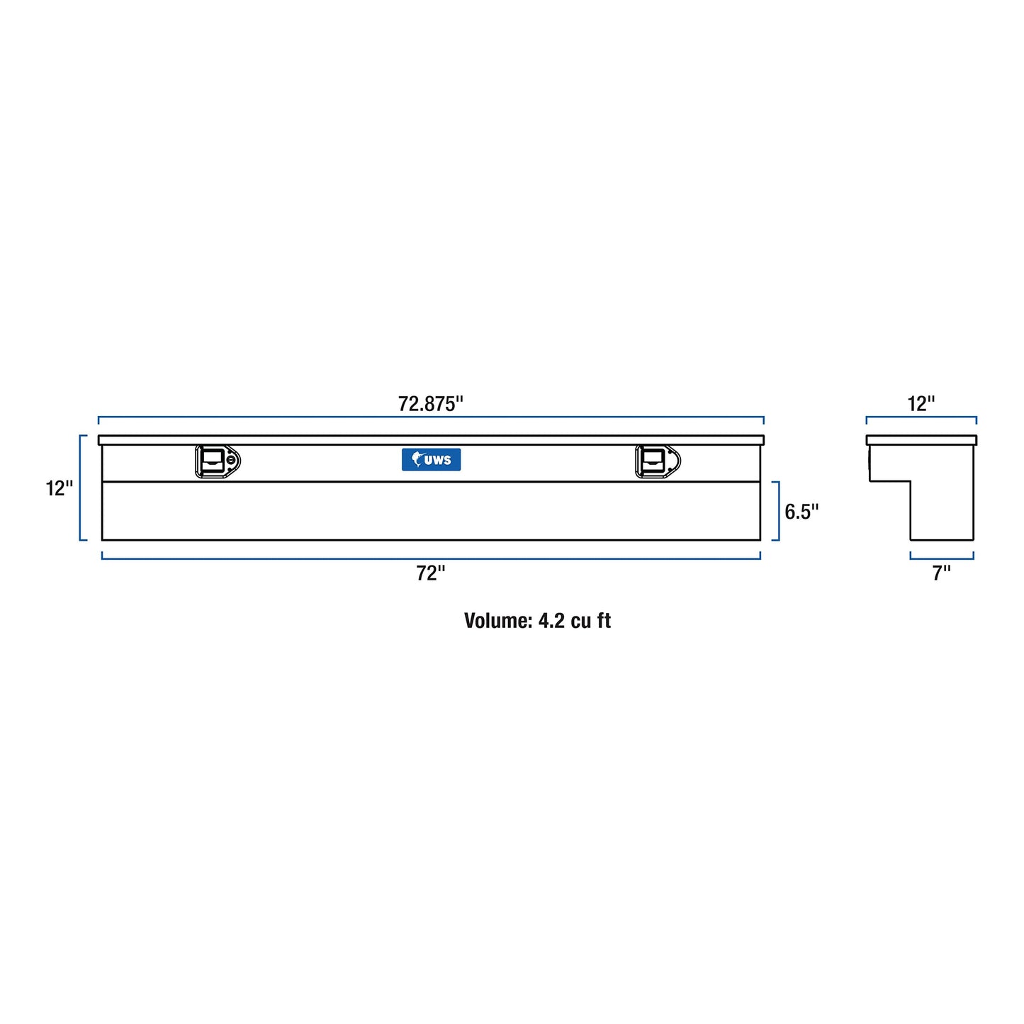 UWS EC30131 72-Inch Heavy-Wall Aluminum Truck Side Tool Box, RigidCore Lid