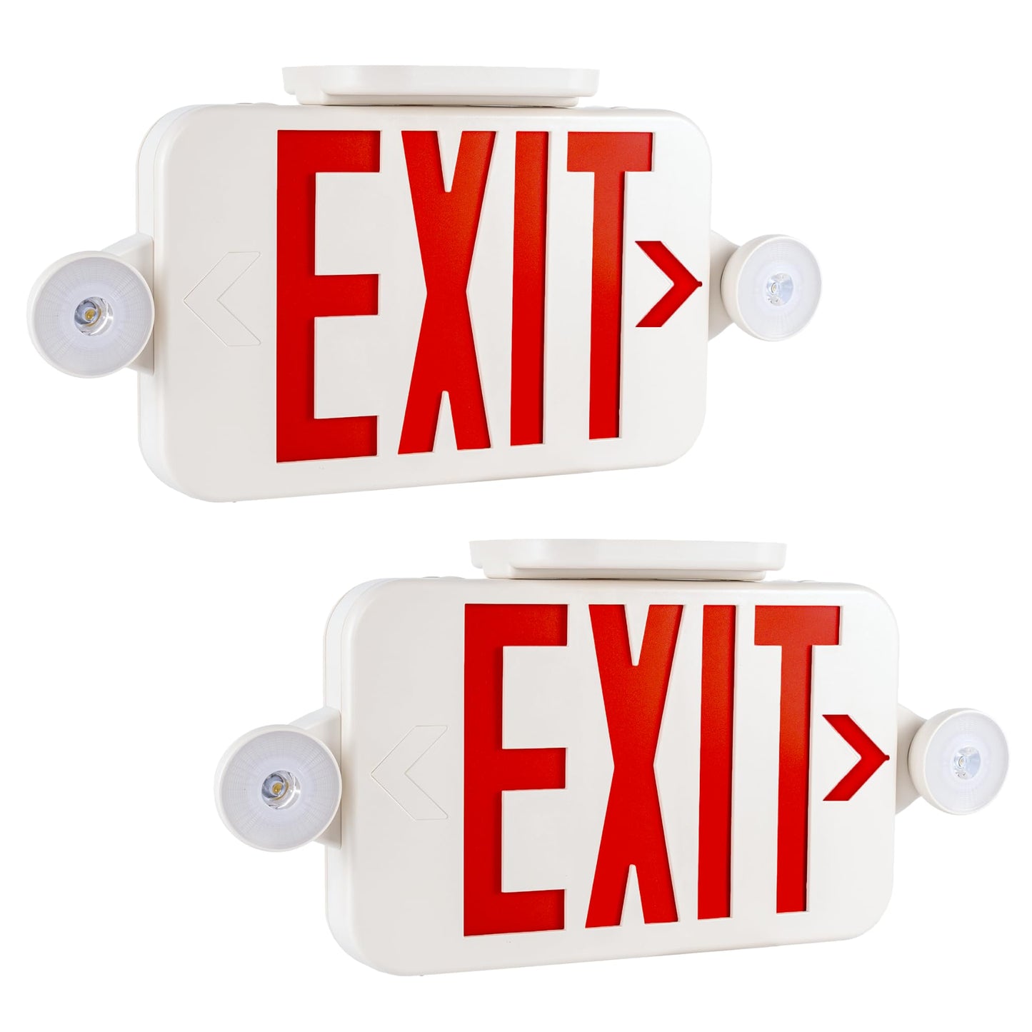 Gruenlich LED Exit Sign Combo with Emergency Lights, Adjustable Heads and Double Sided, Battery Backup, UL 924 Qualified, AC 120-277V, Commercial Emergency Exit Light for Business- 2 Pack