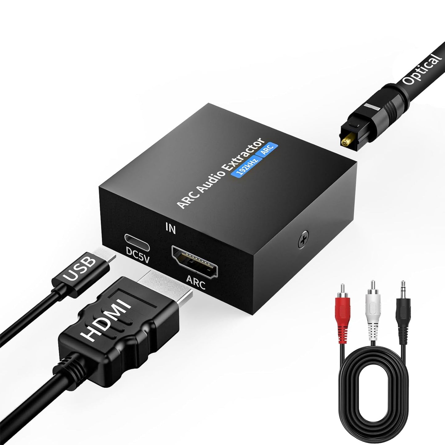 Tihokile 192KHz Optical/Toslink+3.5mm Speaker/Soundbar/Headset ARC Audio Extractor, HDMI ARC to Optical Converter, ARC